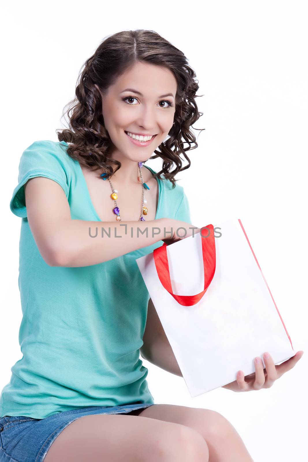 Young Emotional Woman With Paper Bag by Fotoskat