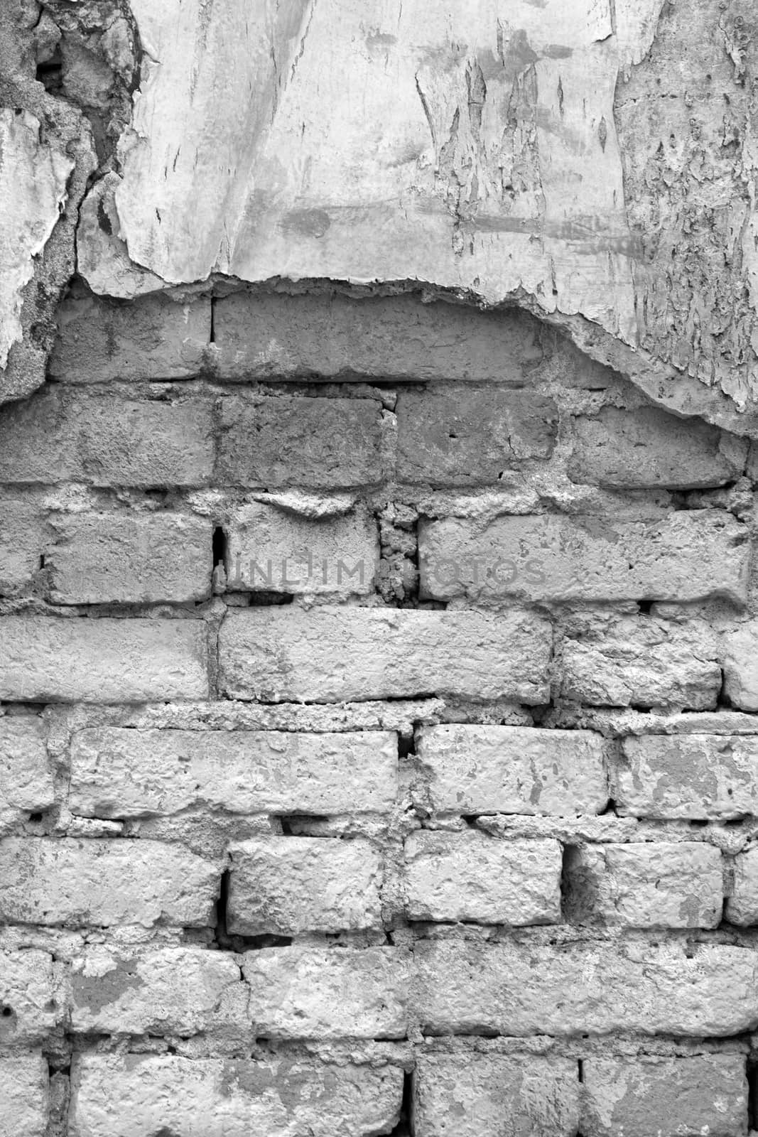 Background cracked concrete with brick wall