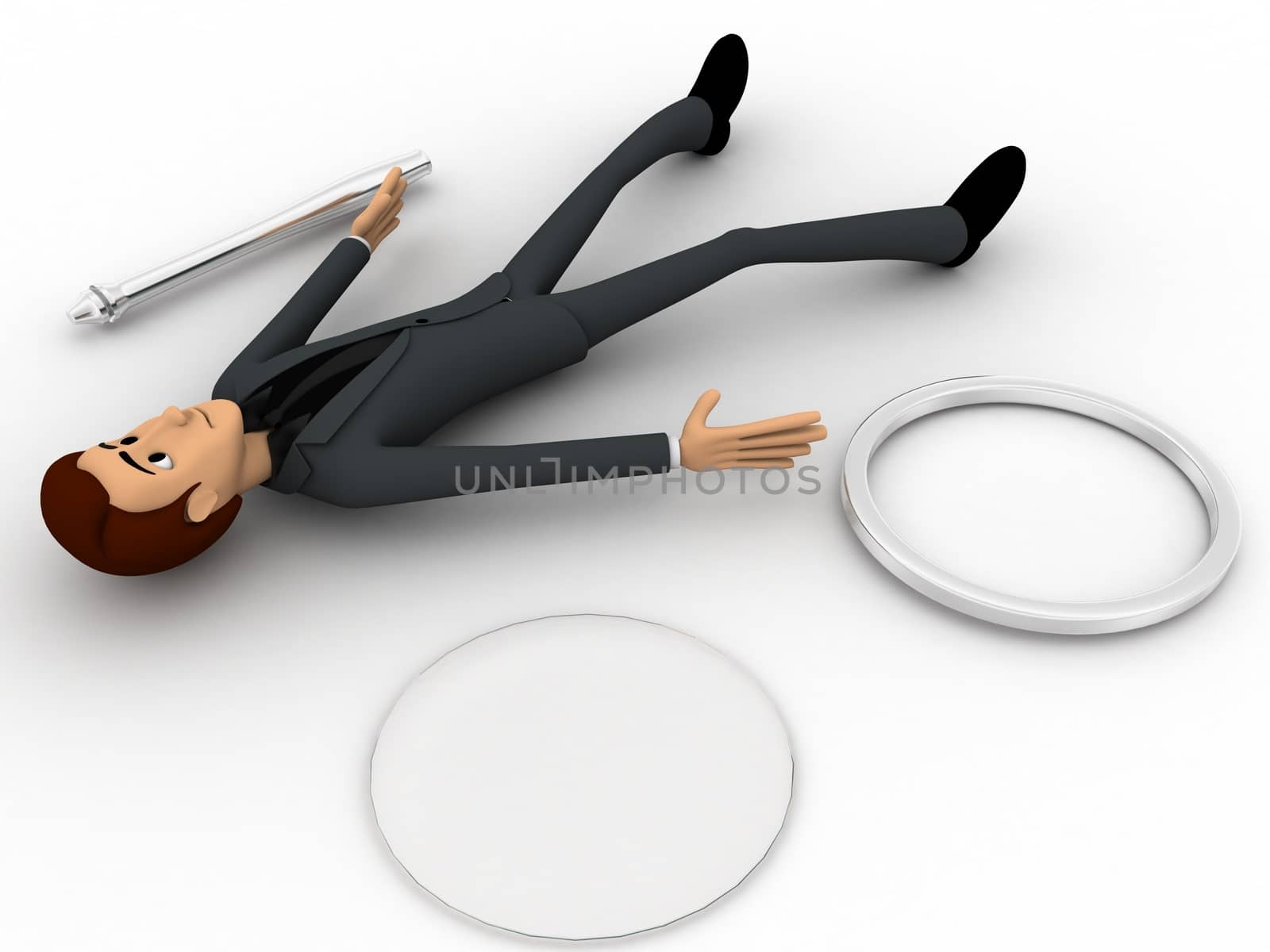 3d man with broken magnifying glass concept by touchmenithin@gmail.com