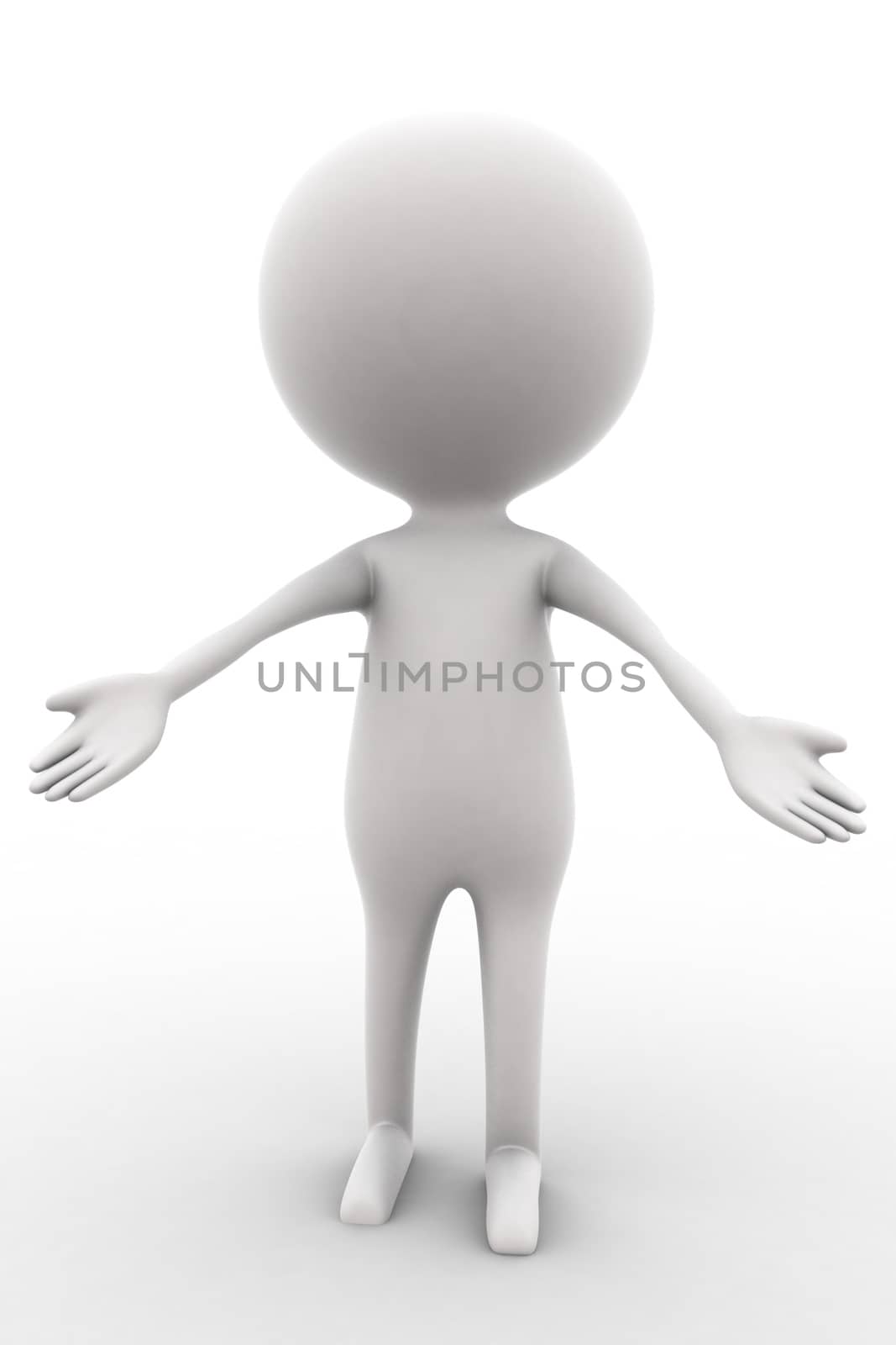 3d person welcoming concept on white isolated background 