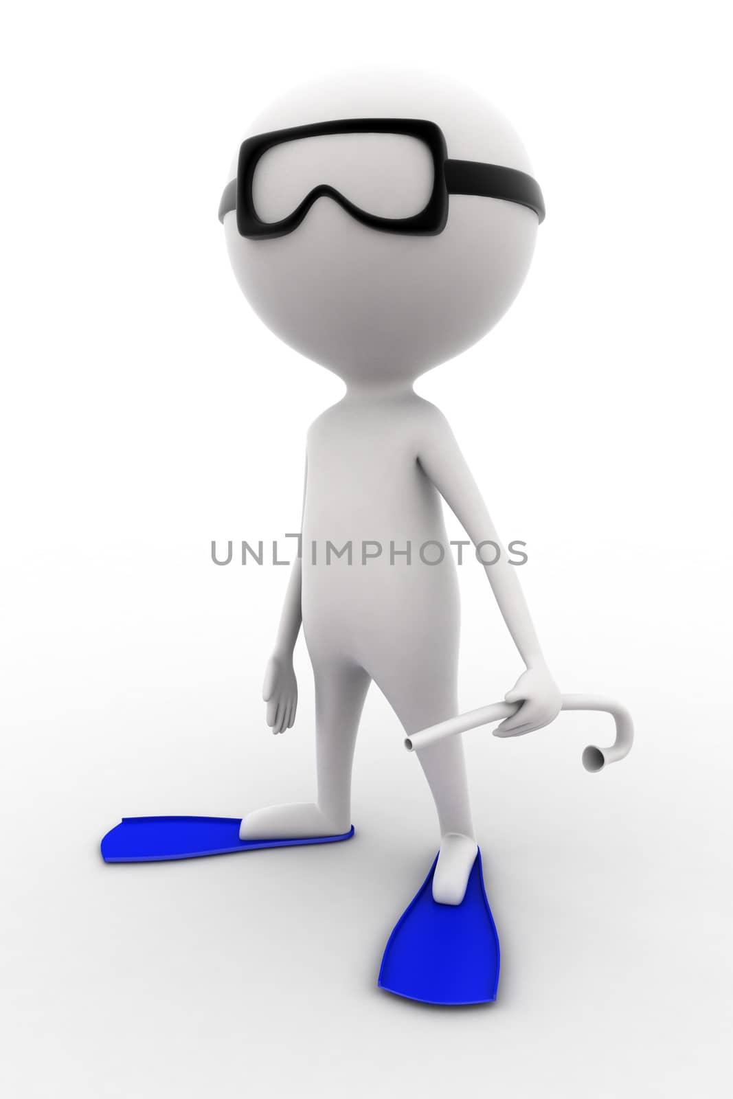 3d swimming man concept on white isolated background 
