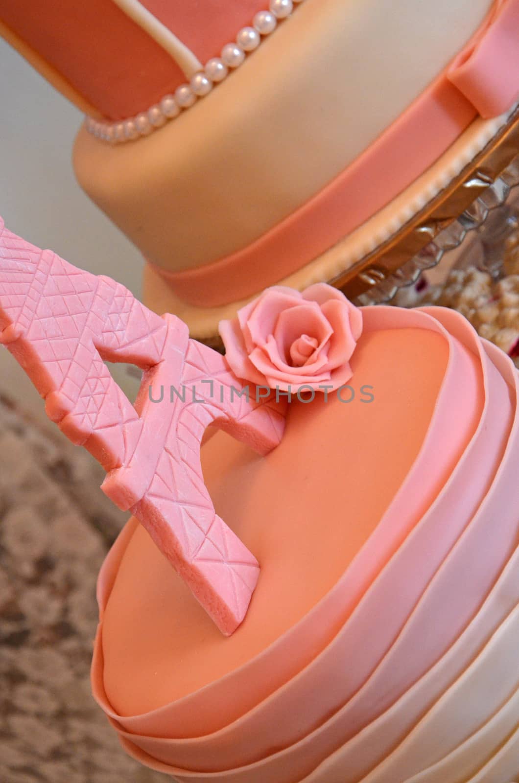 picture of a Pink baby girl birthday cake