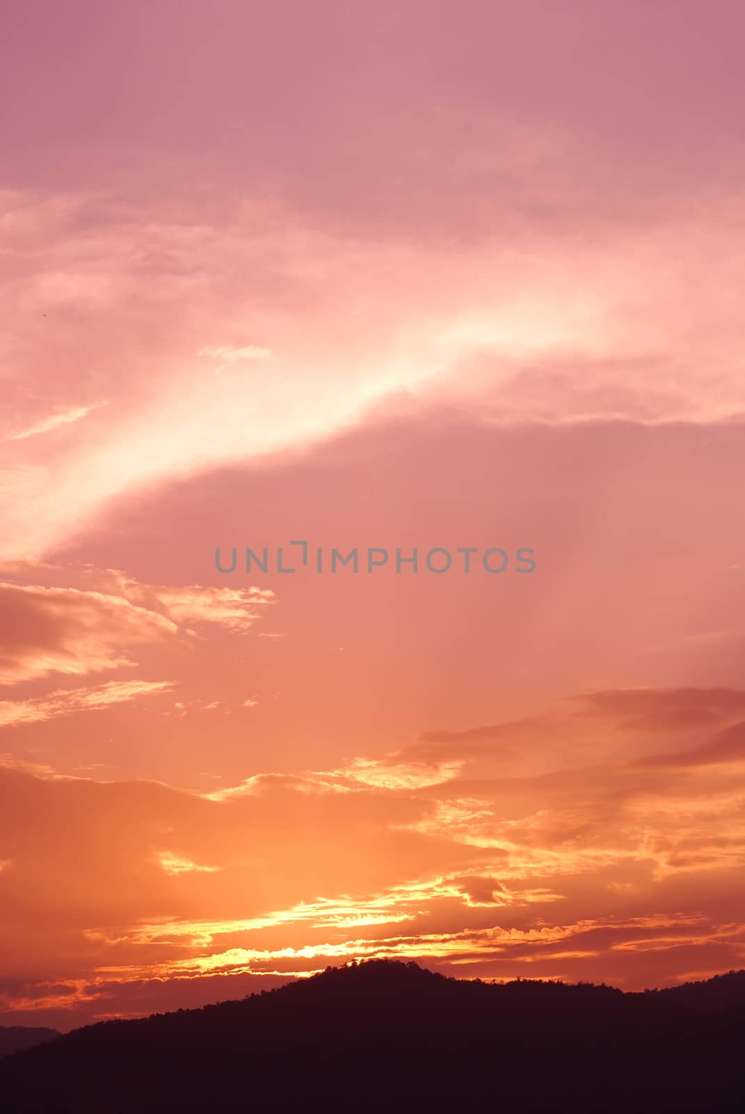 Cloud sky and sunbeam and mountain background