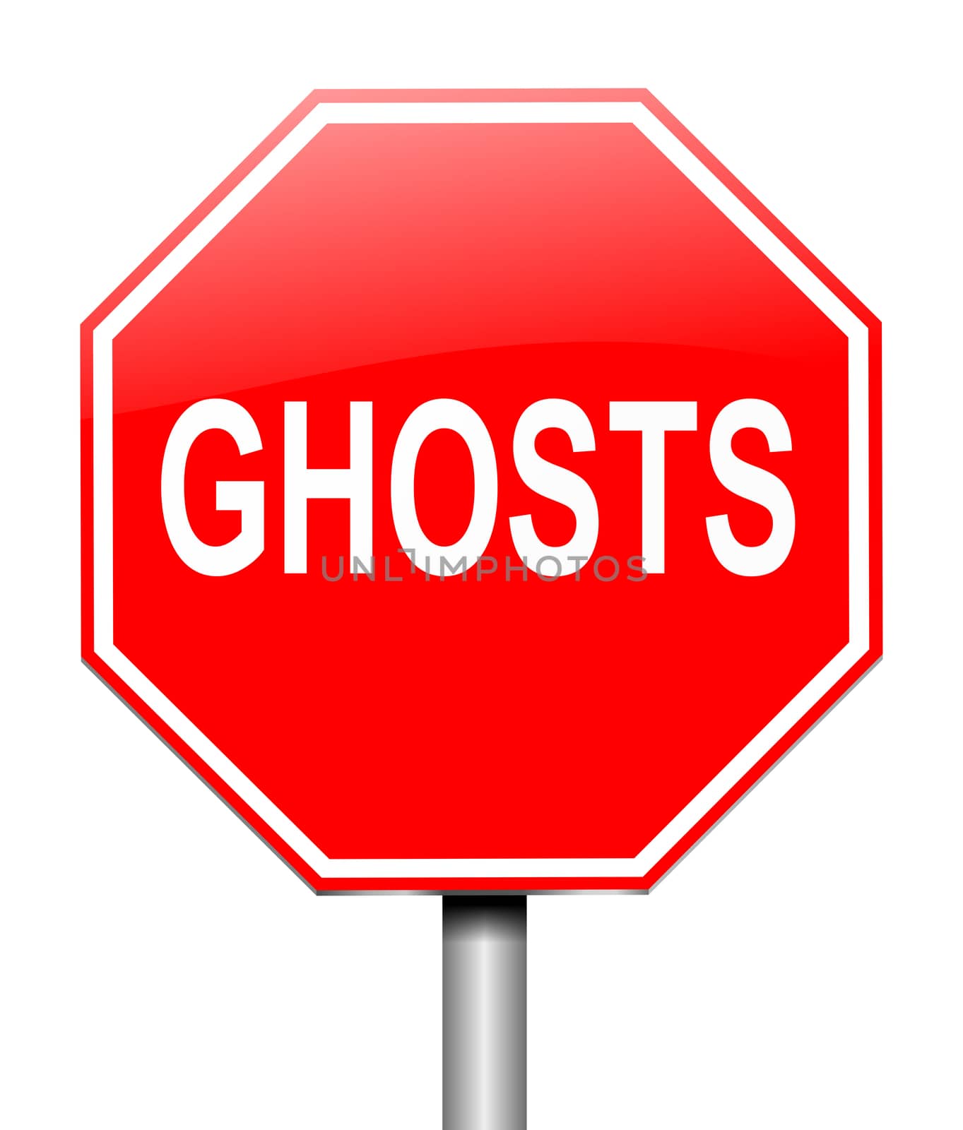 Illustration depicting a sign with a ghost concept.