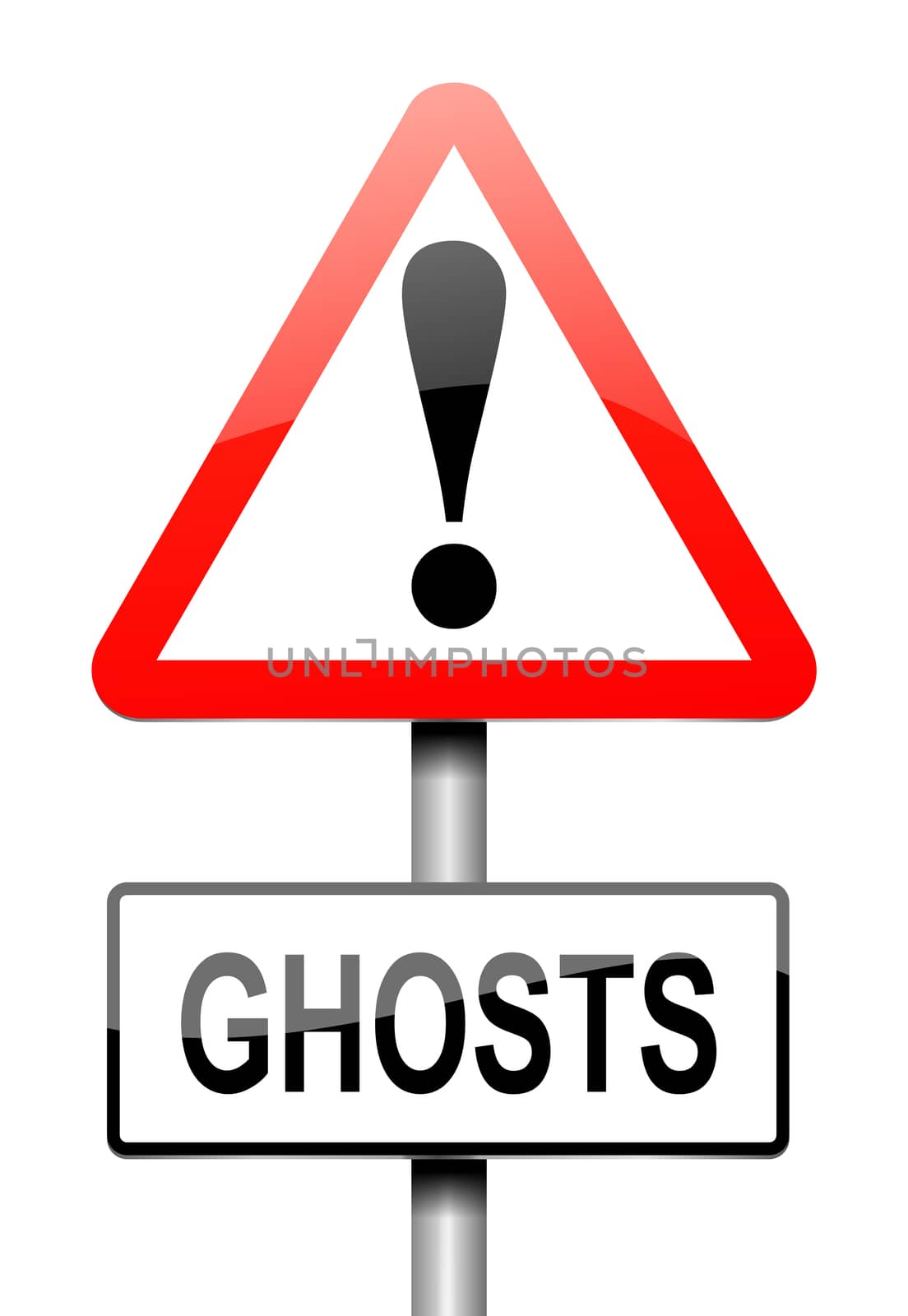 Illustration depicting a sign with a ghost concept.