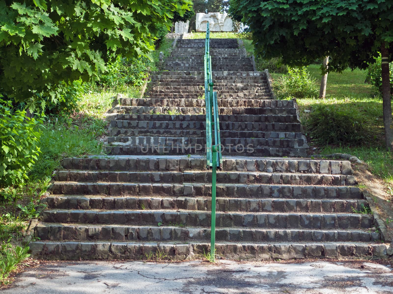 Stairs with stone blocks in park