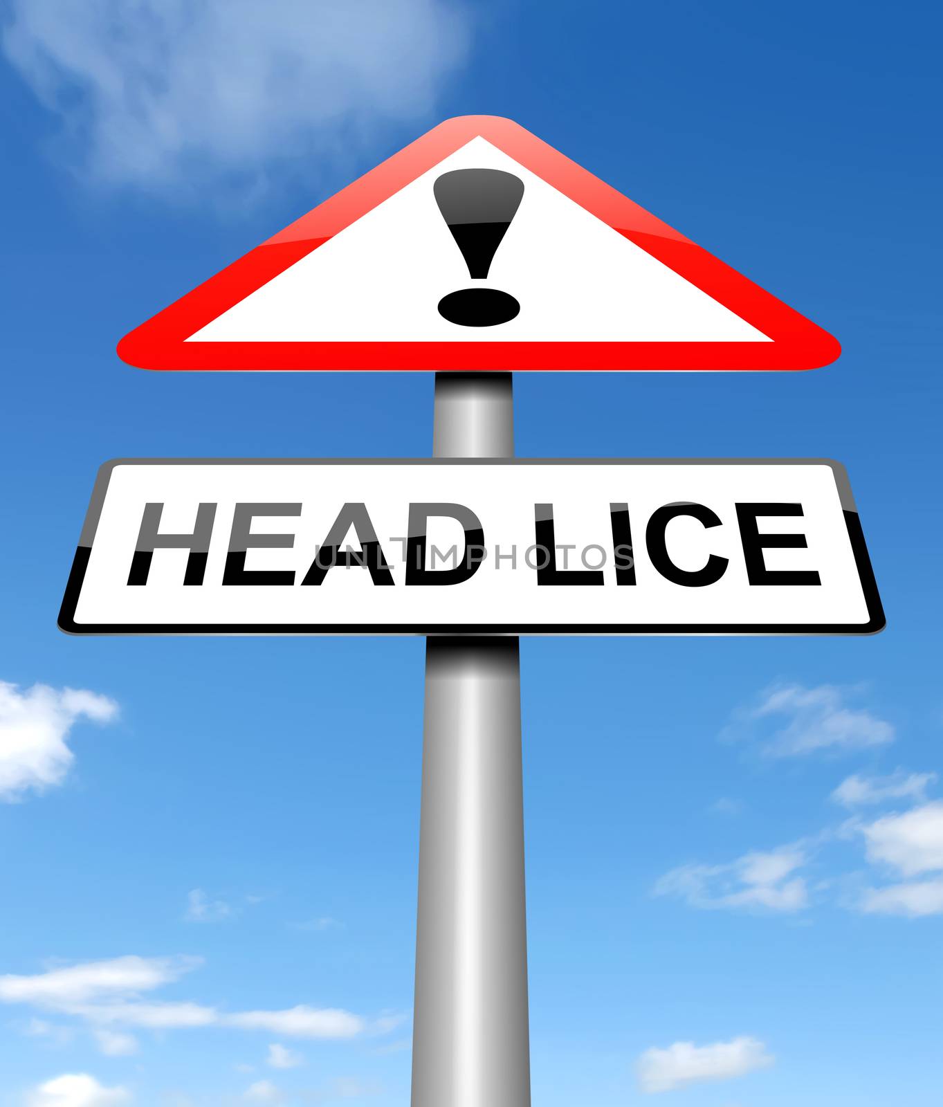 Illustration depicting a sign with a head lice concept.