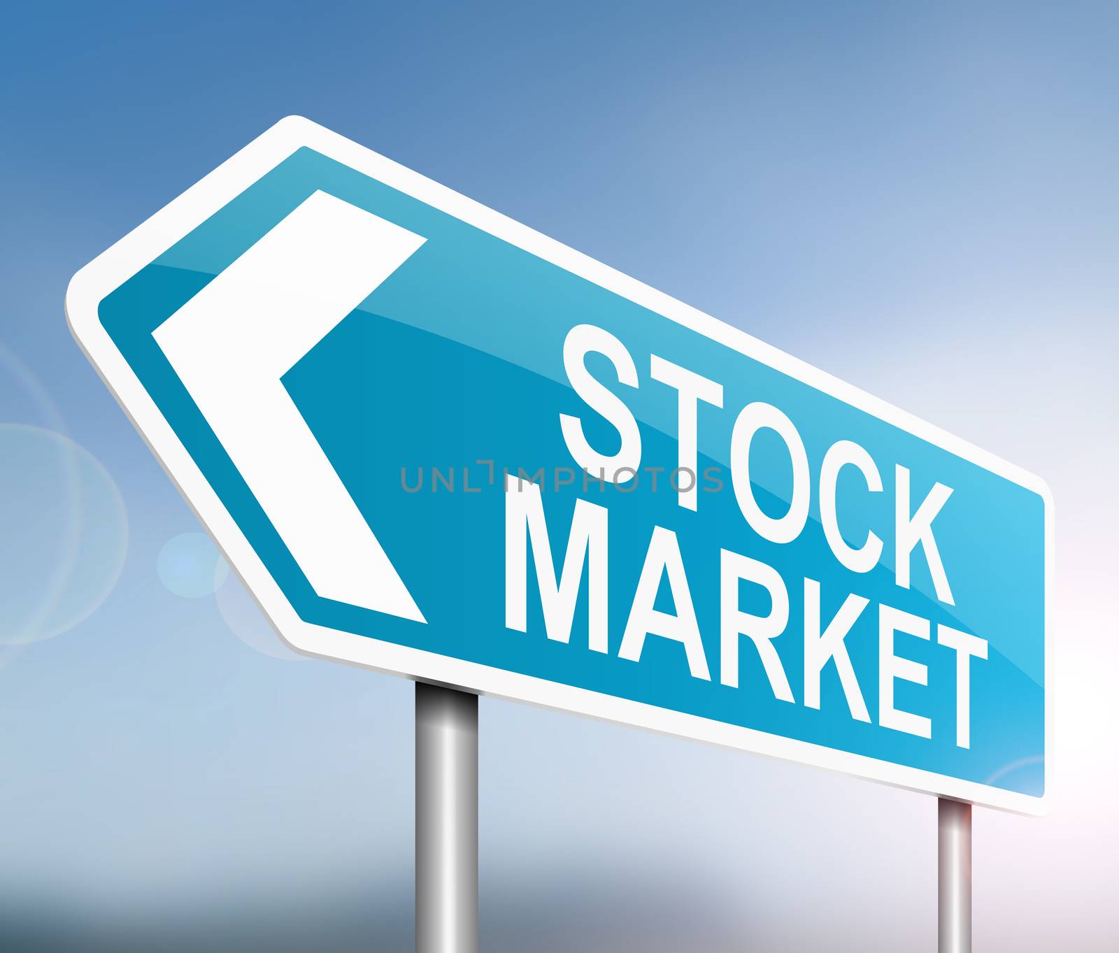 Illustration depicting a sign with a stock market concept.