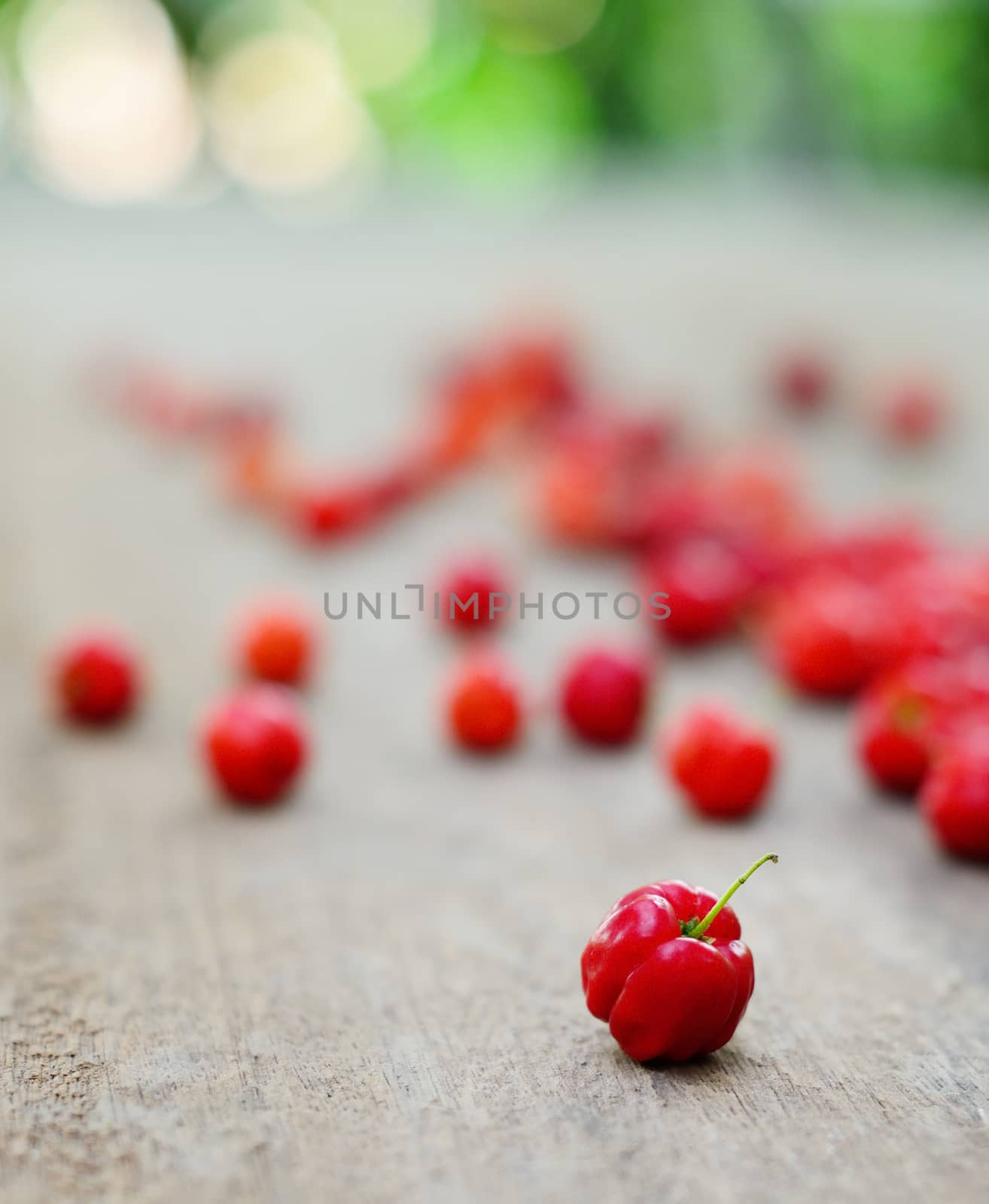 Fresh cherry on wooden table