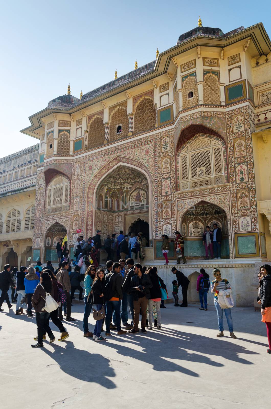 Jaipur, India - December 29, 2014: Tourists visit Amber Fort in Jaipur by siraanamwong