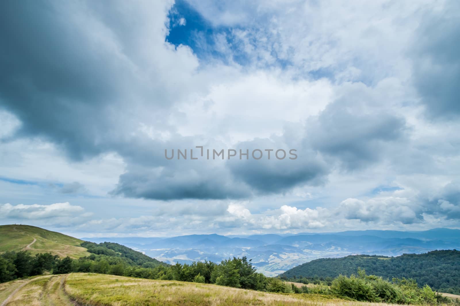 very cloudy mountain landscape in the Ukrainian Carpathians