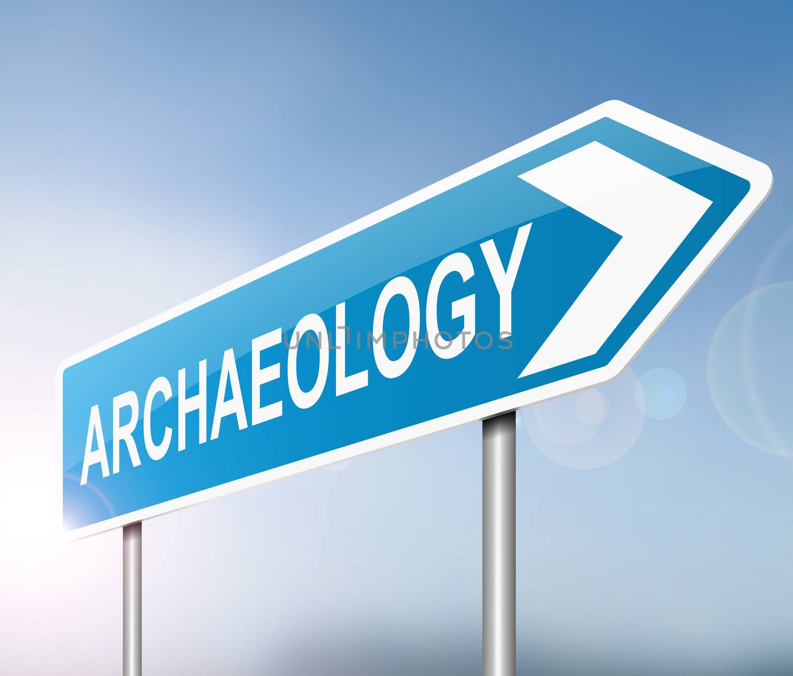 Illustration depicting a sign with an archaeology concept.