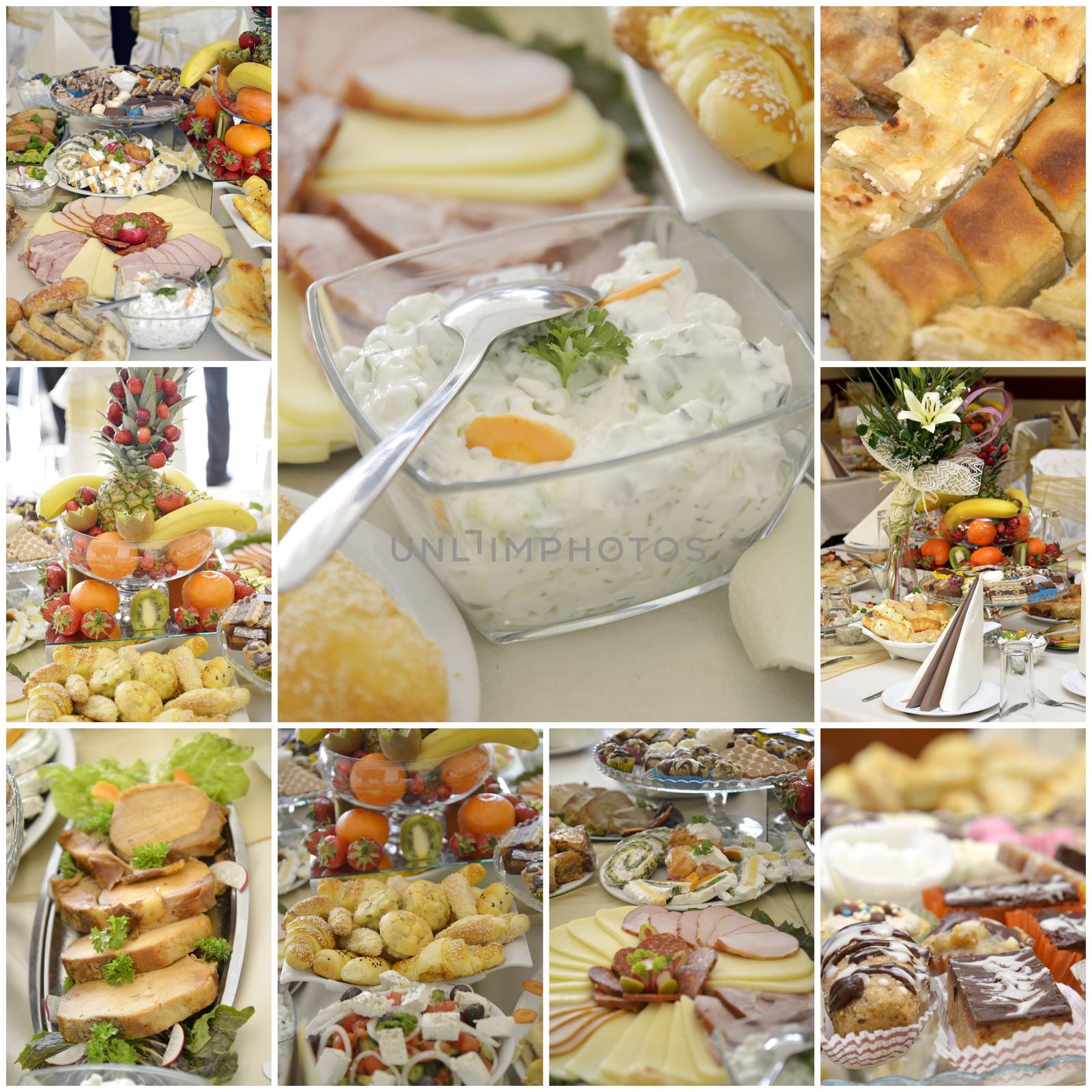 Picture of a Collage of a variuos gourmet food. Diet concept
