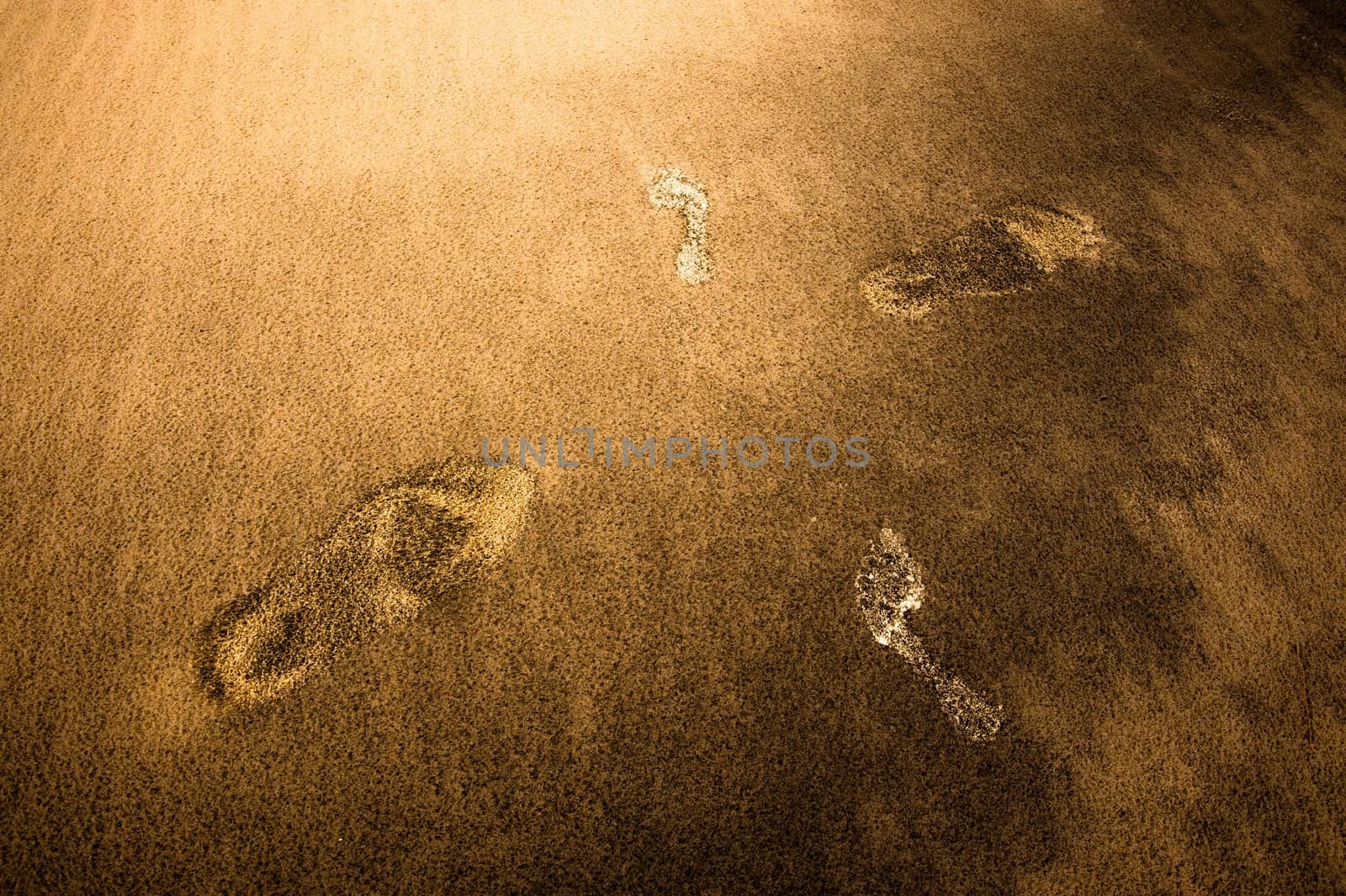 Large and small traces in the sand crossing each other