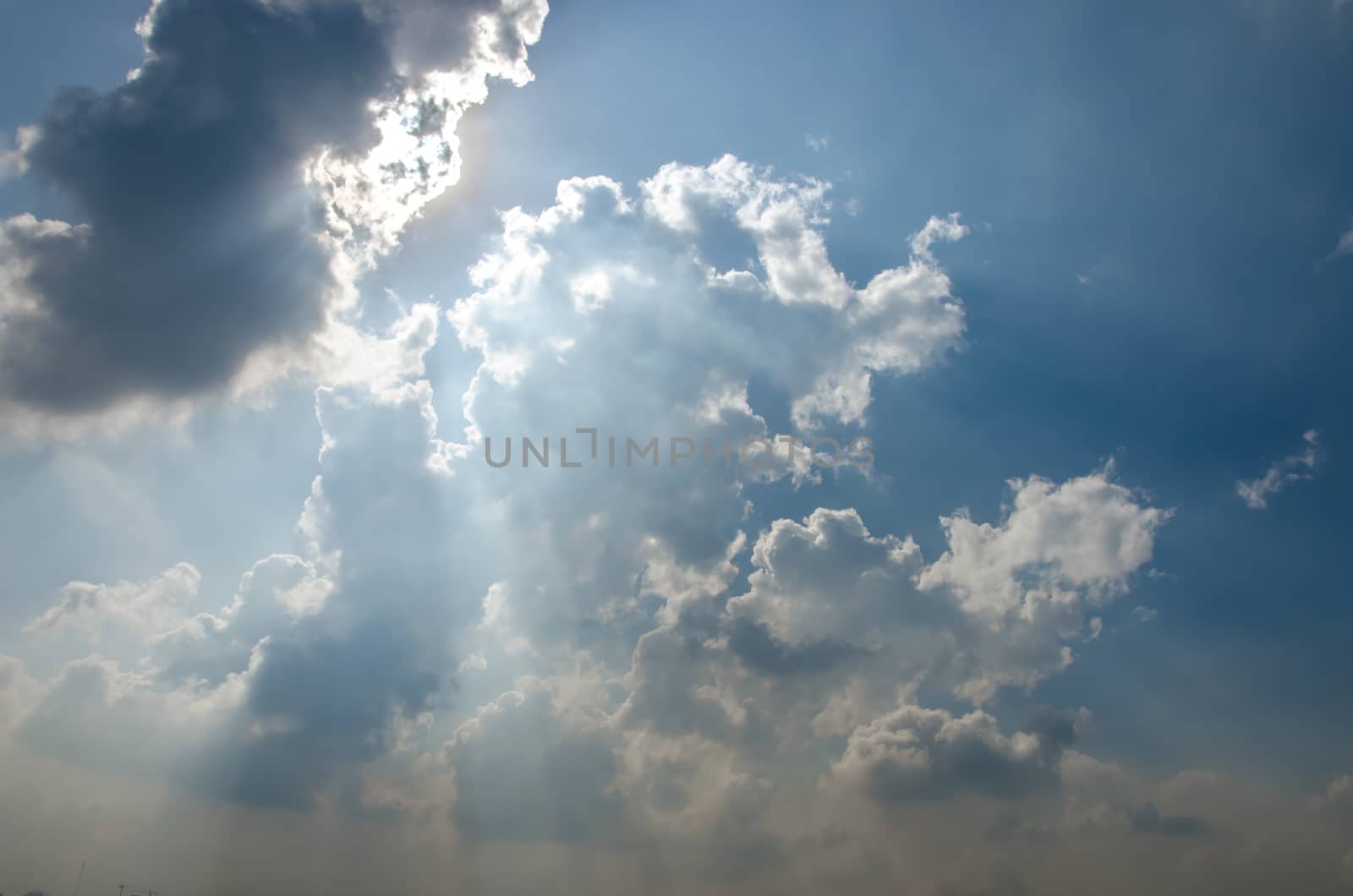 Sun and cloud in blue sky, Nature background