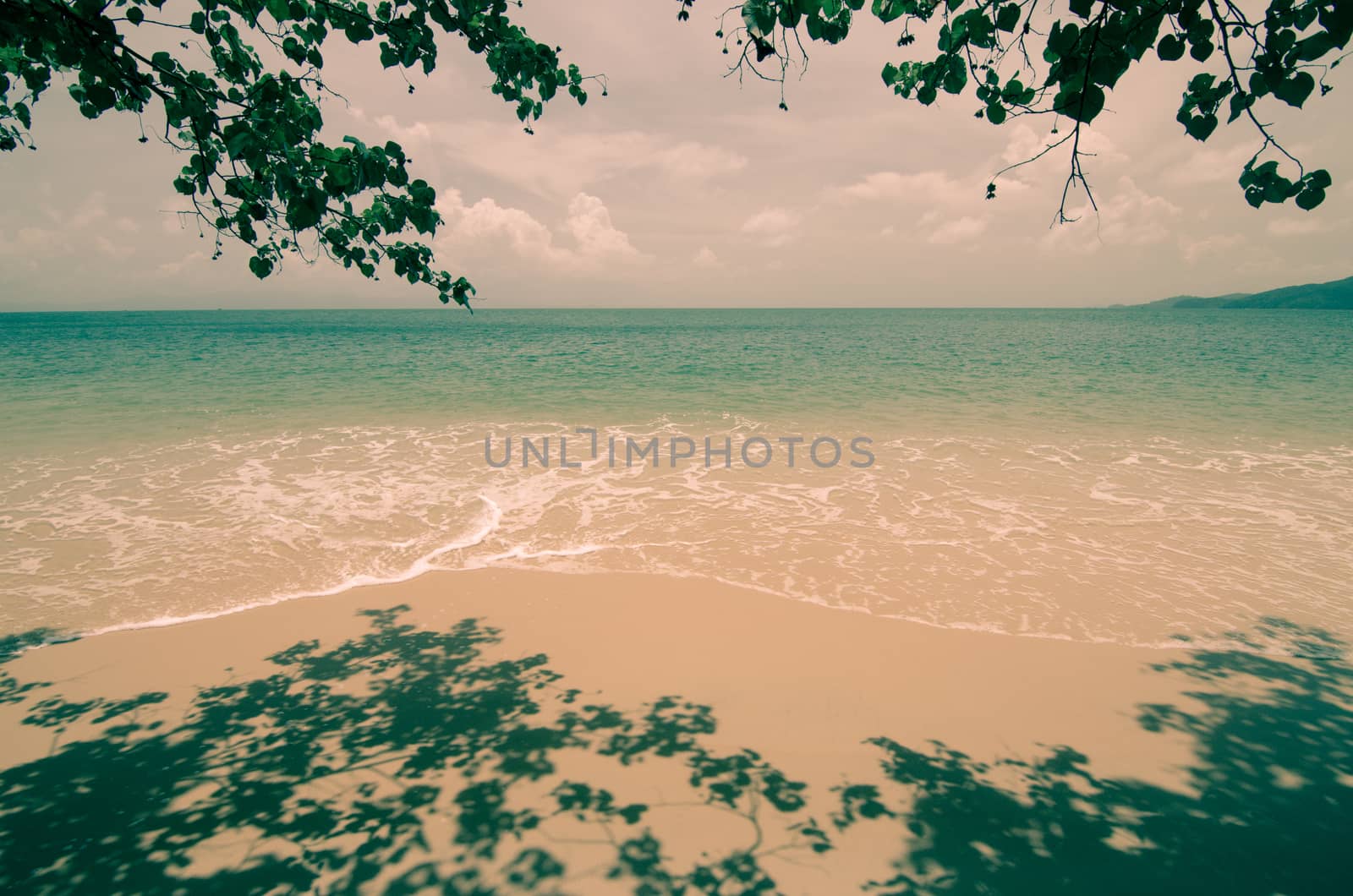 Nice beach with sea background in vintage color style