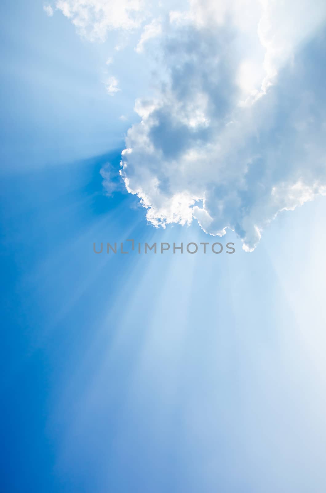Nice sun beam shining through clouds sky by pixbox77