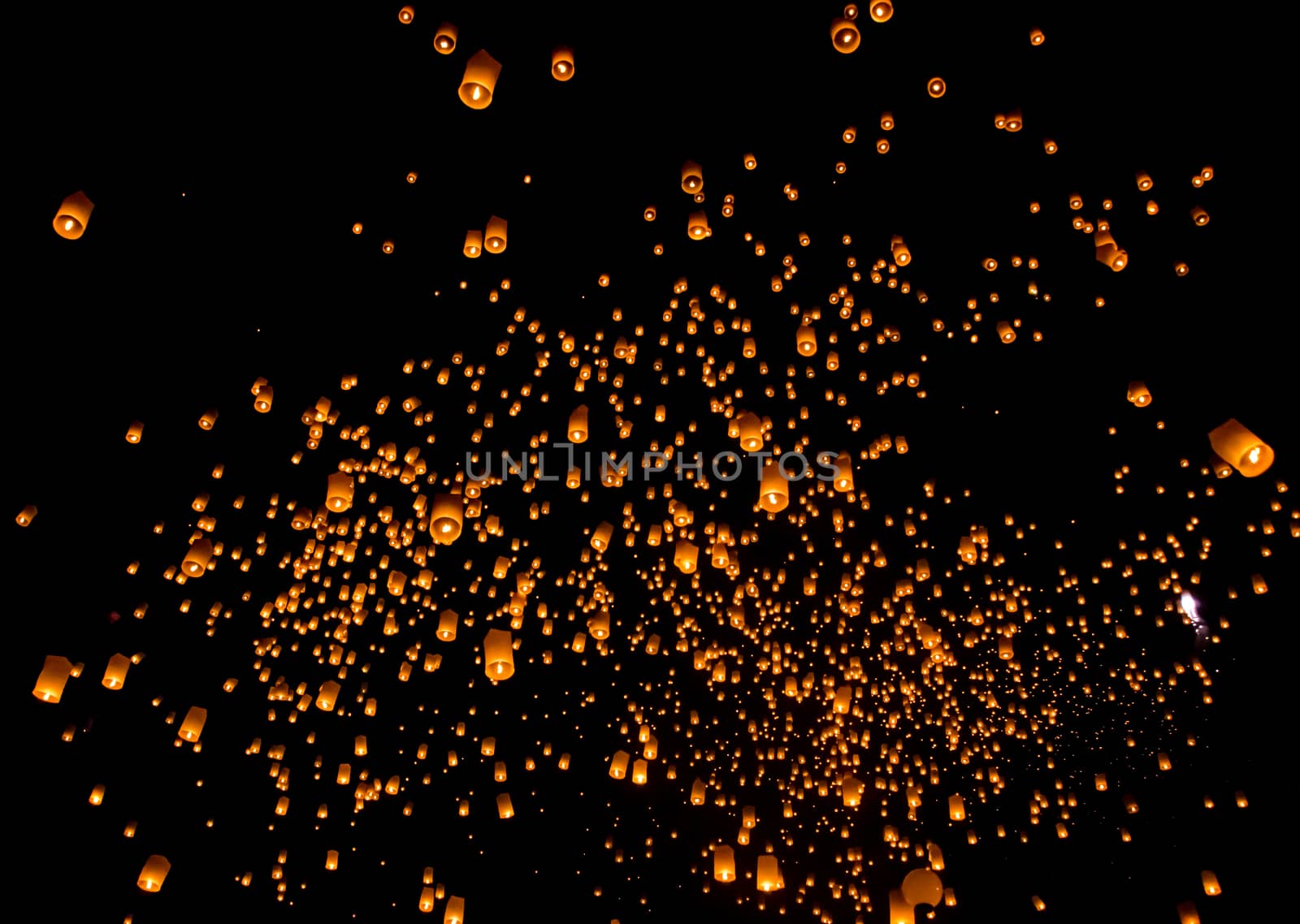 Floating lantern, Yi Peng Balloon Festival in Chiangmai Thailand