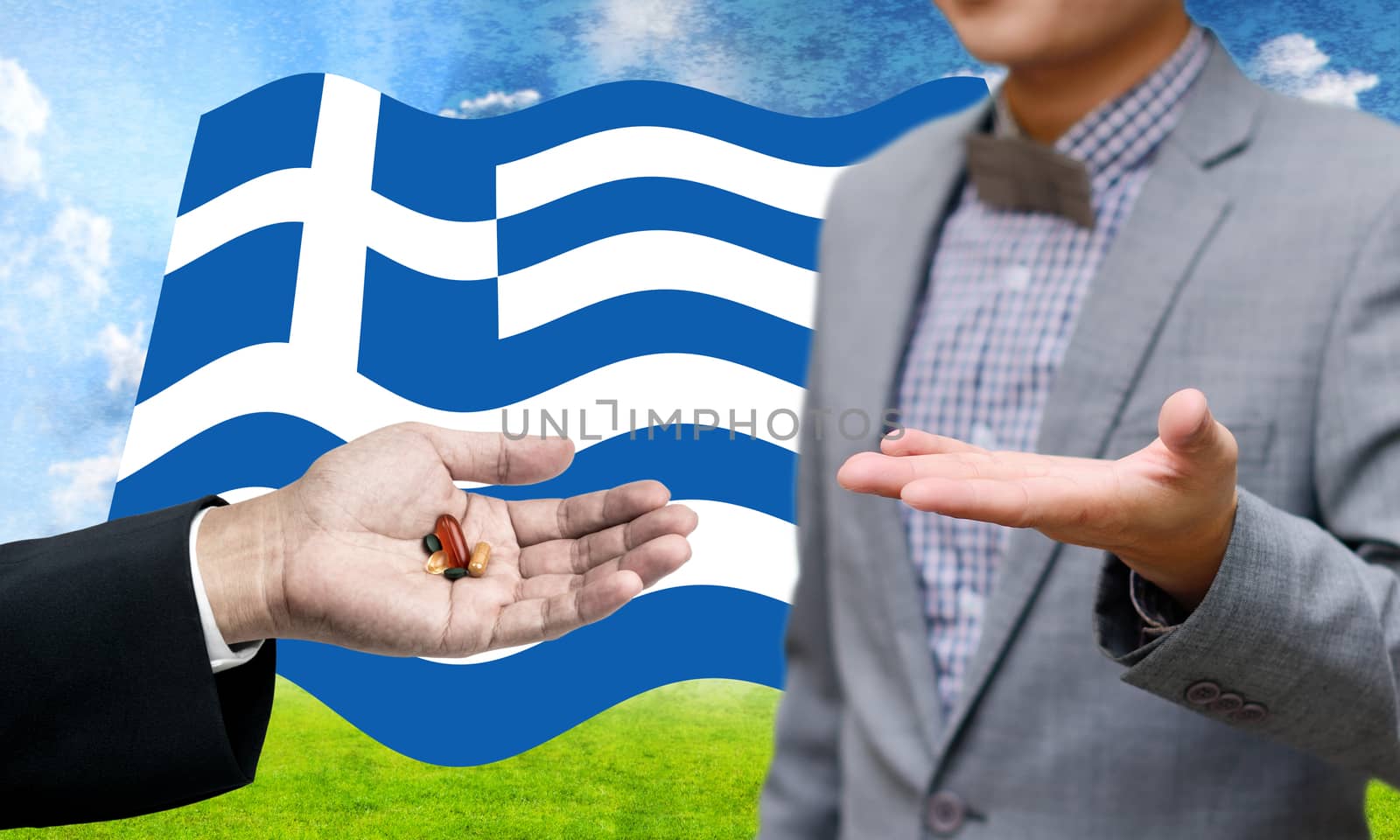 Creditor give financial drug, Financial Crisis in Greece concept by pixbox77