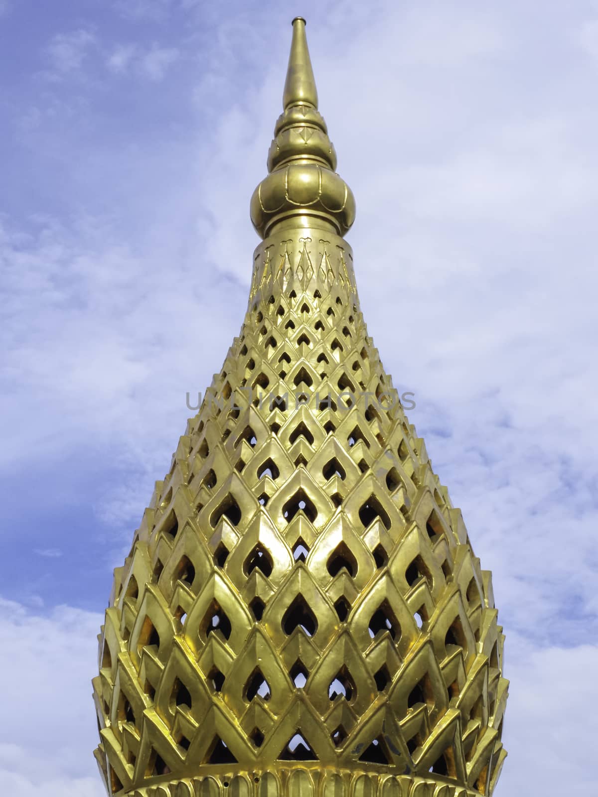 Golden pagoda with sky background by pixbox77