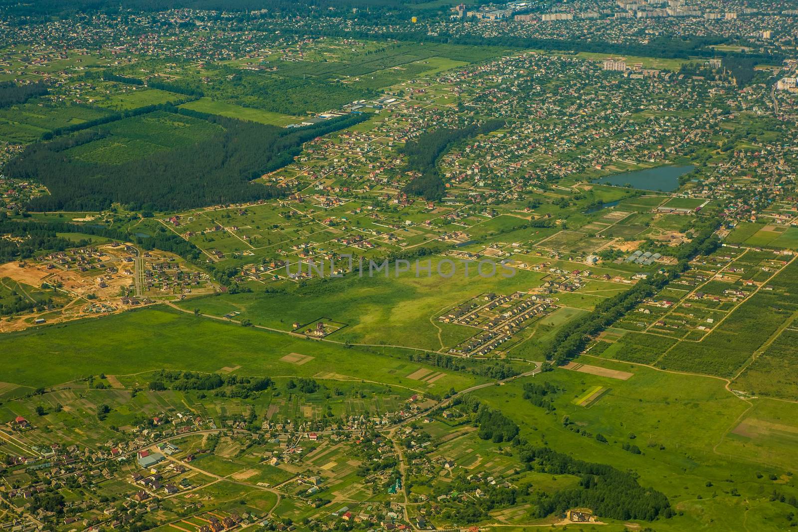 Aerial view of a city. Concept of alternative lifestyle and permanent traveling around the world