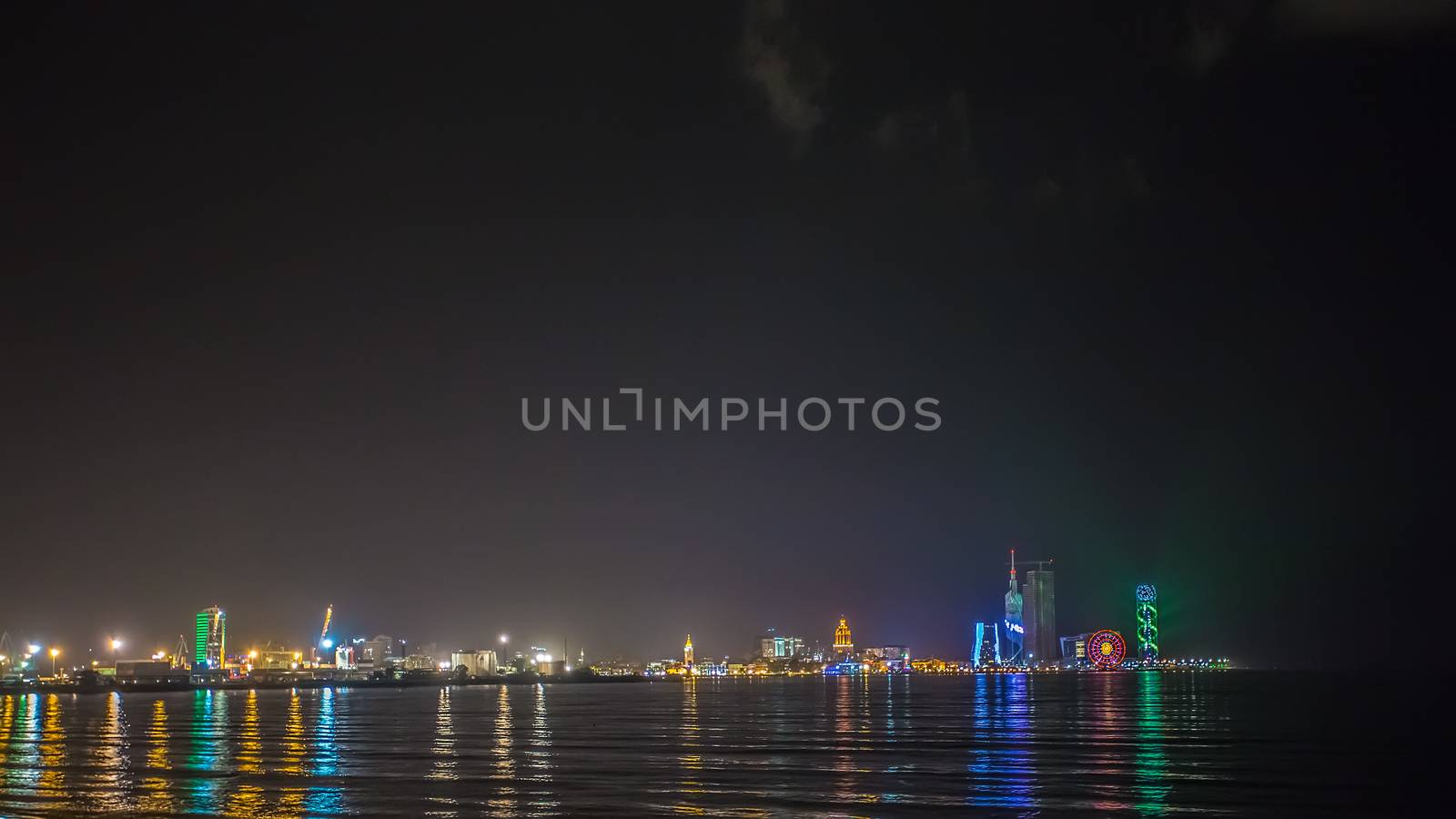 Night shot of Batumi, Georgia in 16:9 format