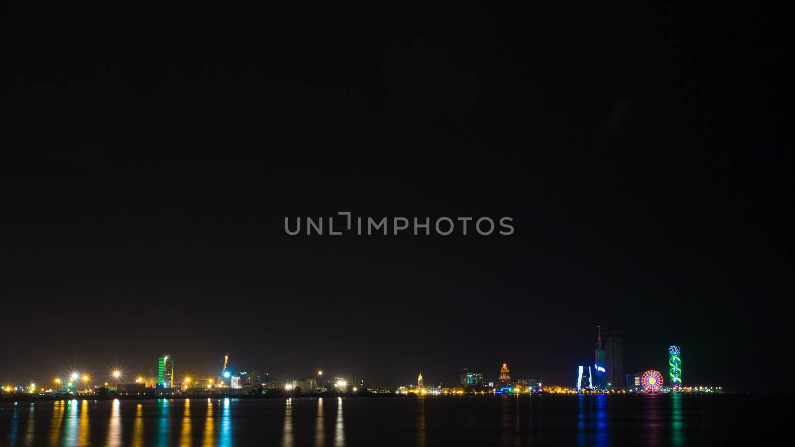 Night shot of Batumi, Georgia in 16:9 format