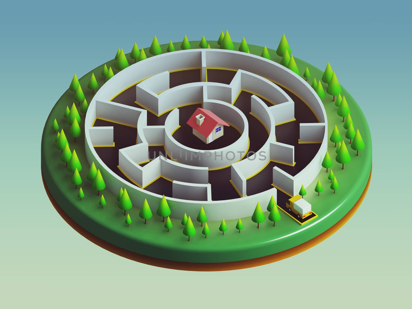 Cars are about to enter the maze. The goal is to stay ahead