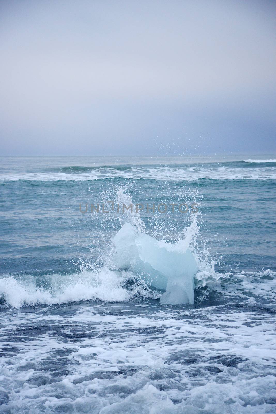 iceberg on black sand beach at Jokulsarlon