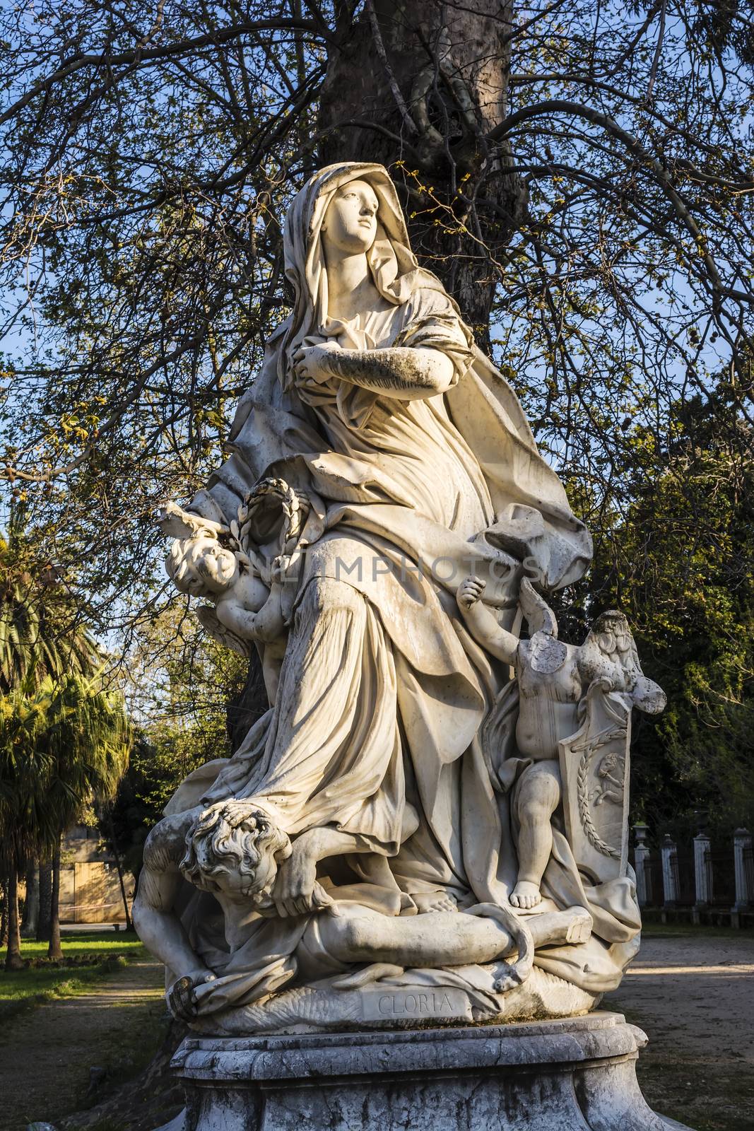 Woman statue in Villa Giulia, Palermo, Italy by ankarb