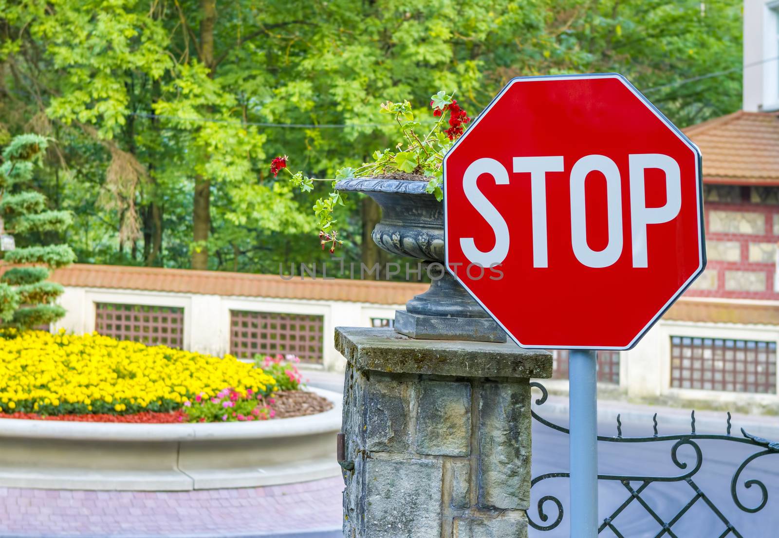 Stop sign closeup  by manaemedia