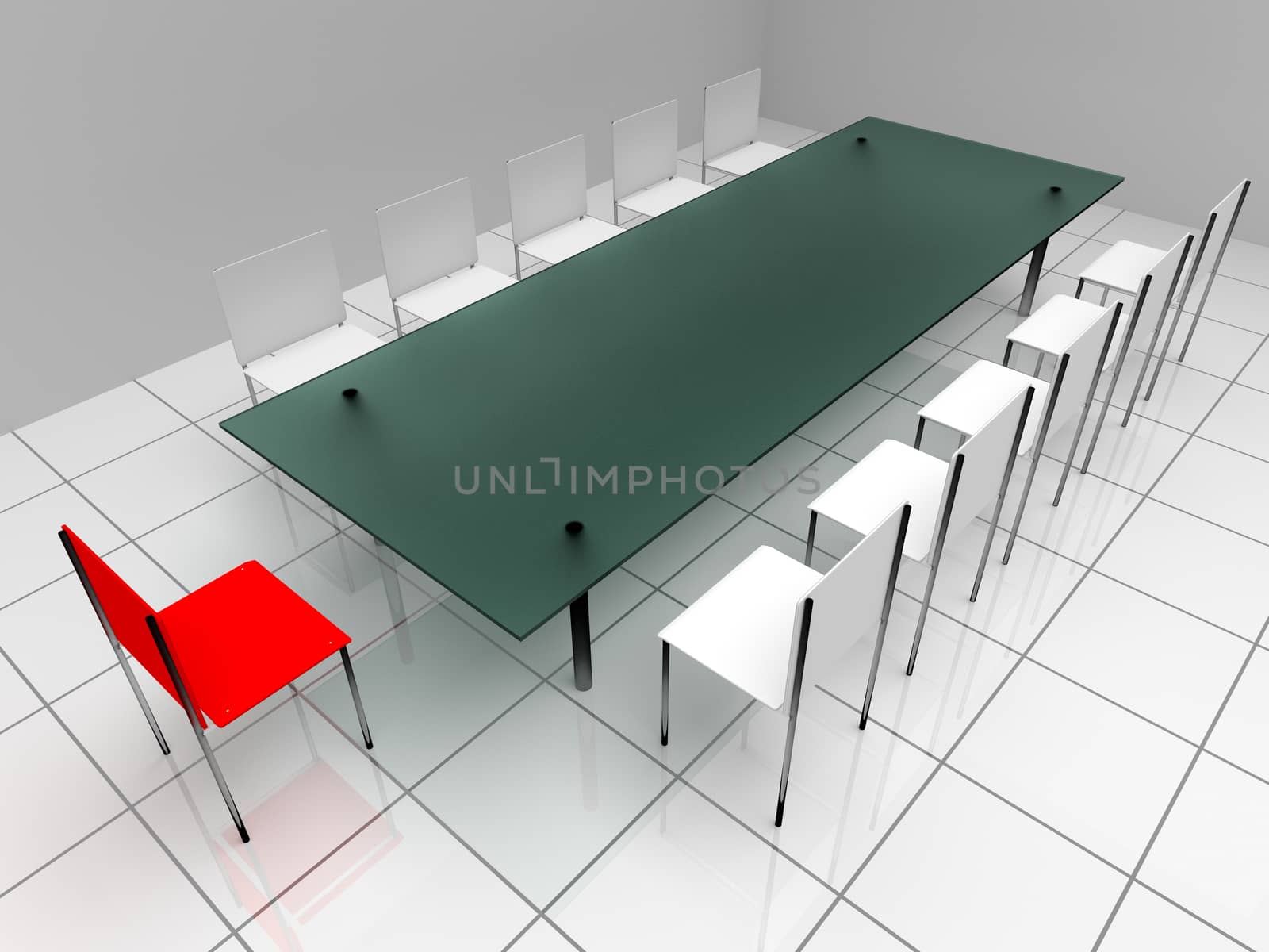 Chairs and table. Leadership concept by alexkalina
