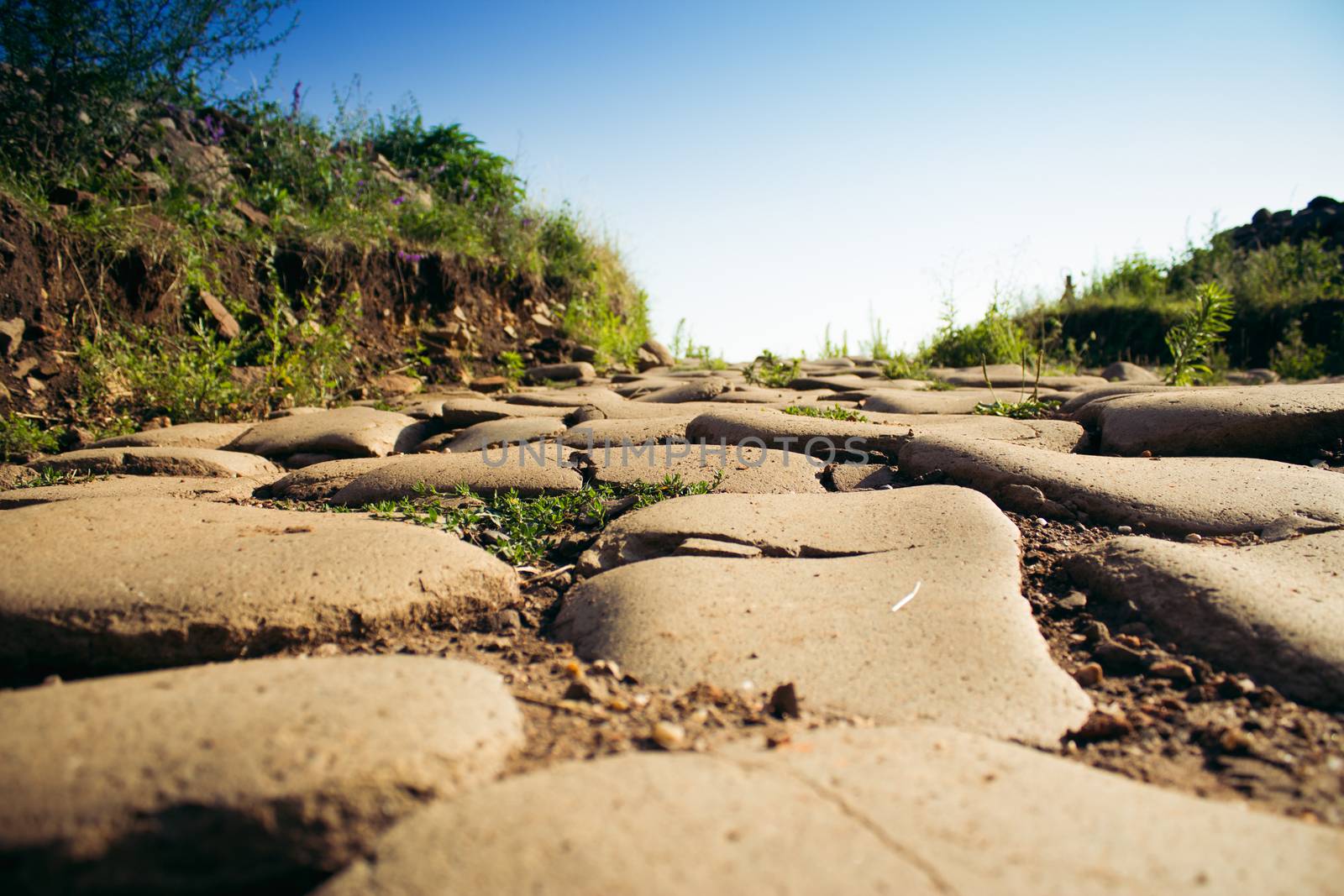 Old country paved road.