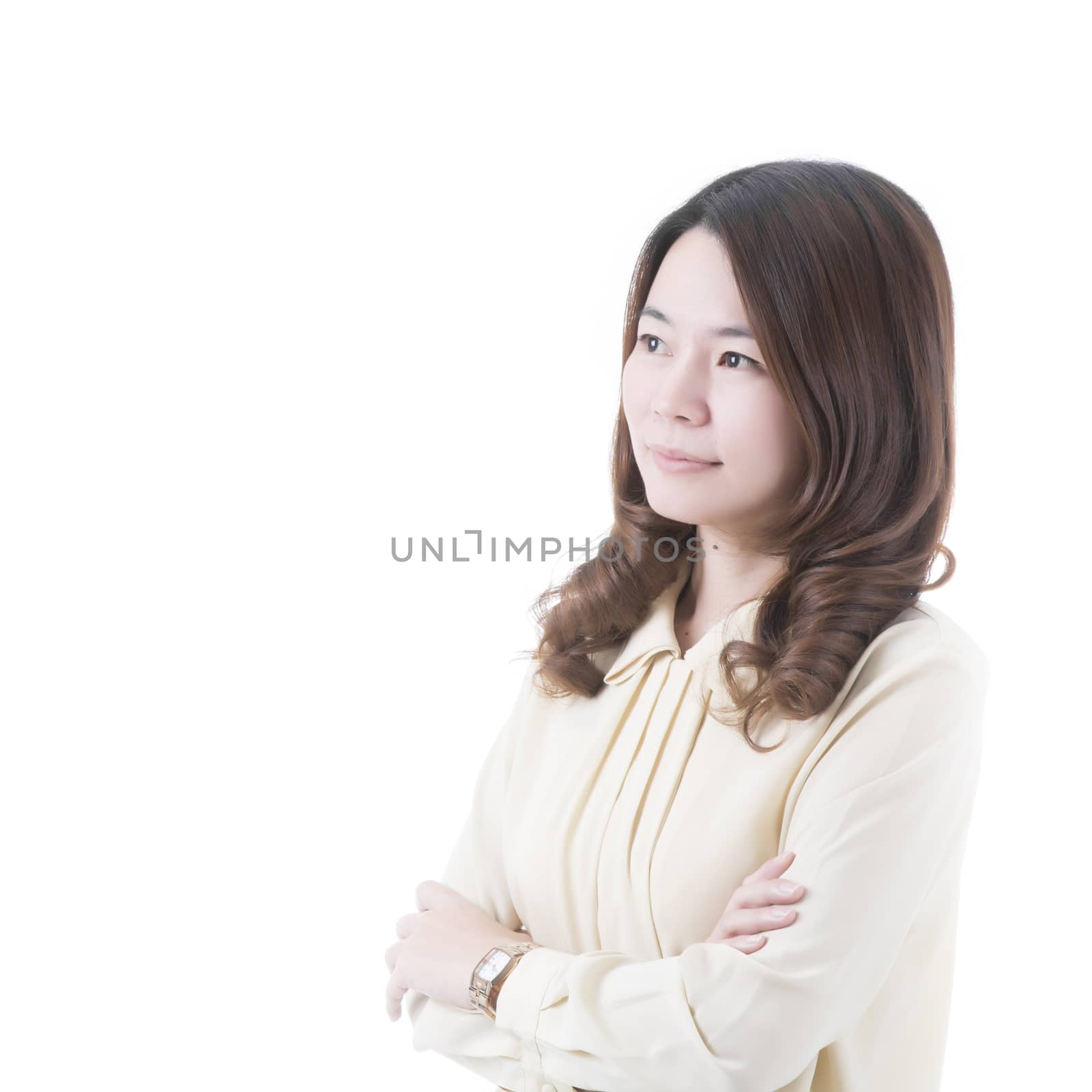 Asian woman in business office concept on white background