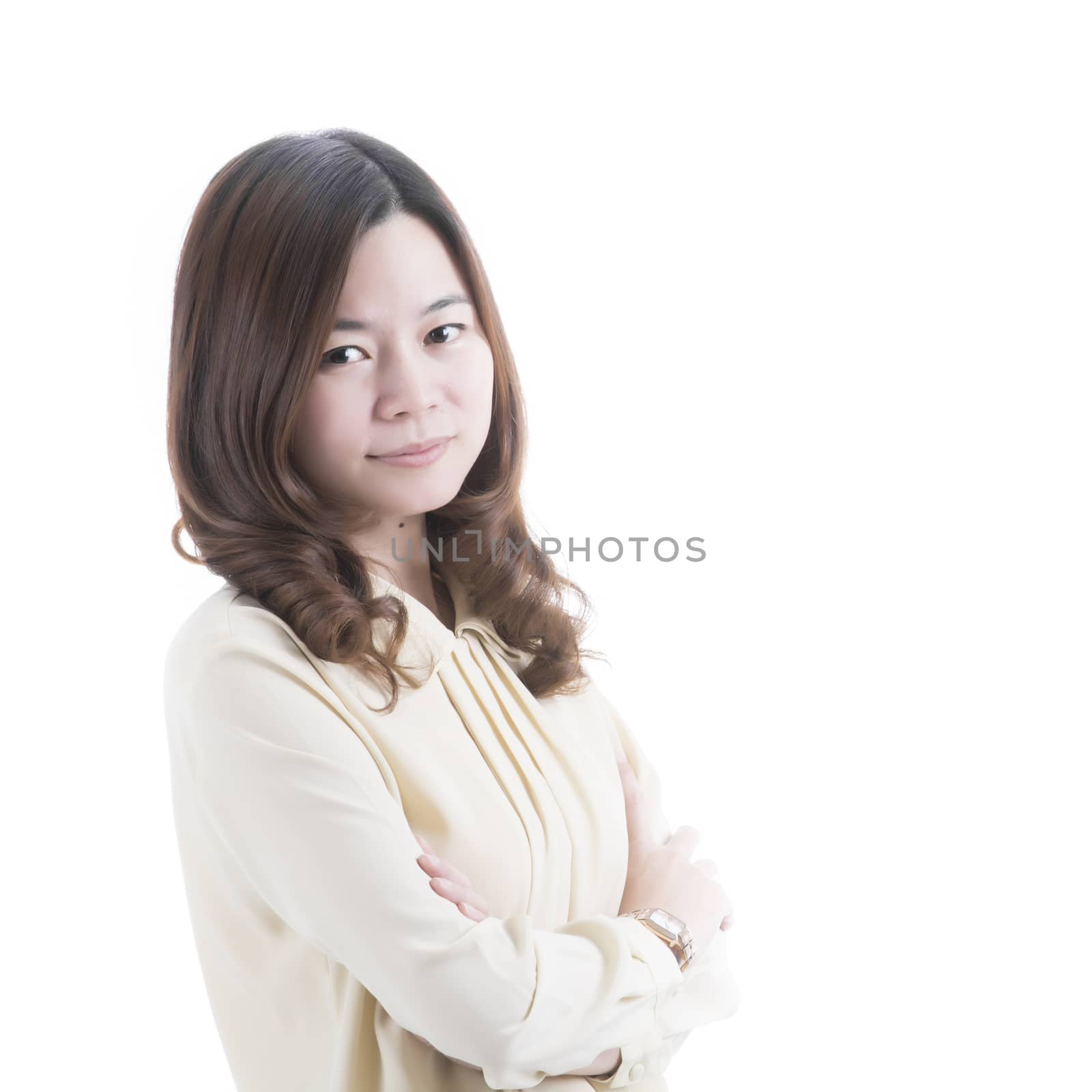 Asian woman in business office concept on white background
