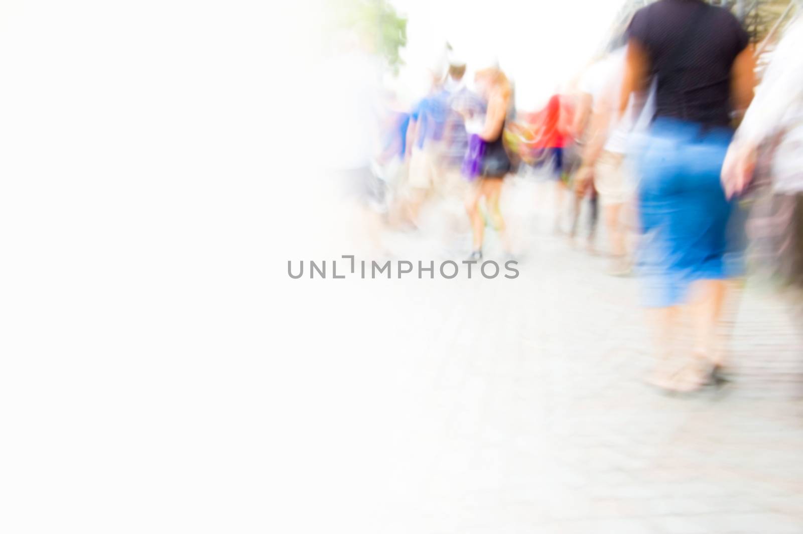 Inside hurrying crowd of people. Abstract picture with empty copyspace.