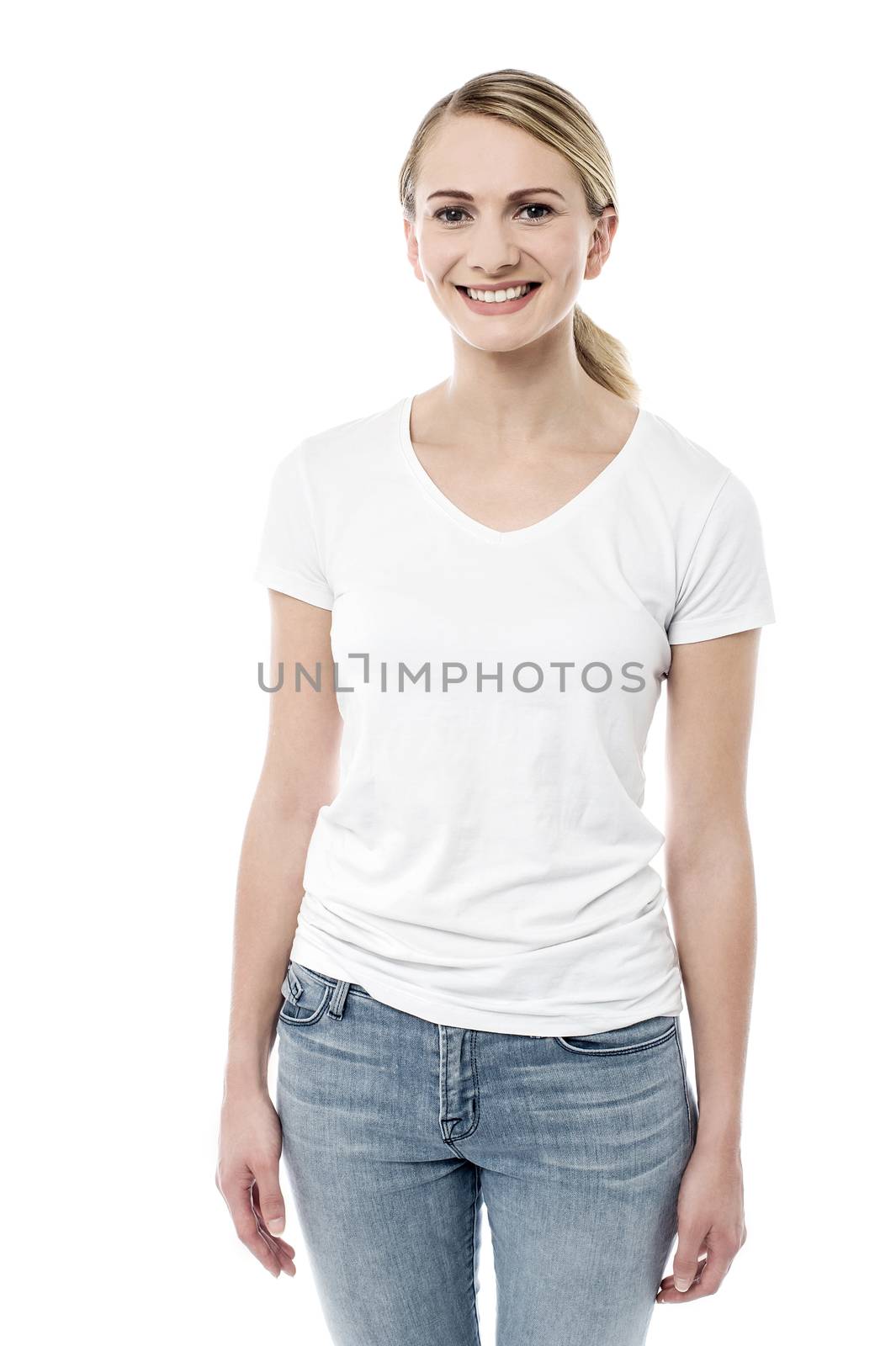 Smiling pretty girl posing to camera by stockyimages
