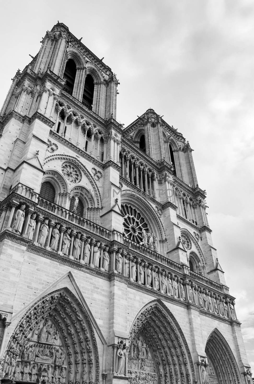 Notre Dame Cathedral in Paris, France (Black and White)