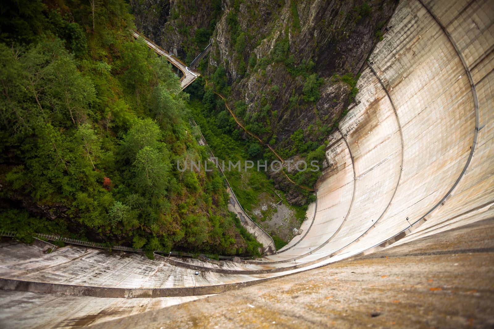 Bicaz Dam heigh seen from the top, Romania