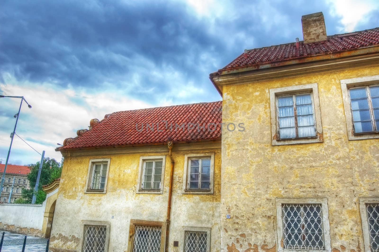 Architecture conceptual image. Old building of Prague in Czech.