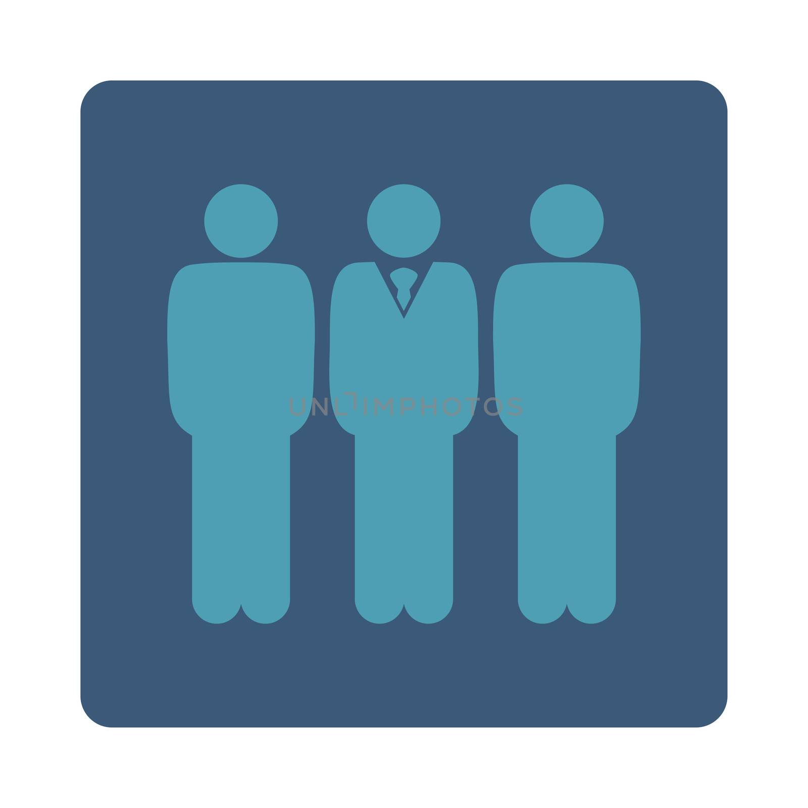 Management icon. This flat rounded square button uses cyan and blue colors and isolated on a white background.
