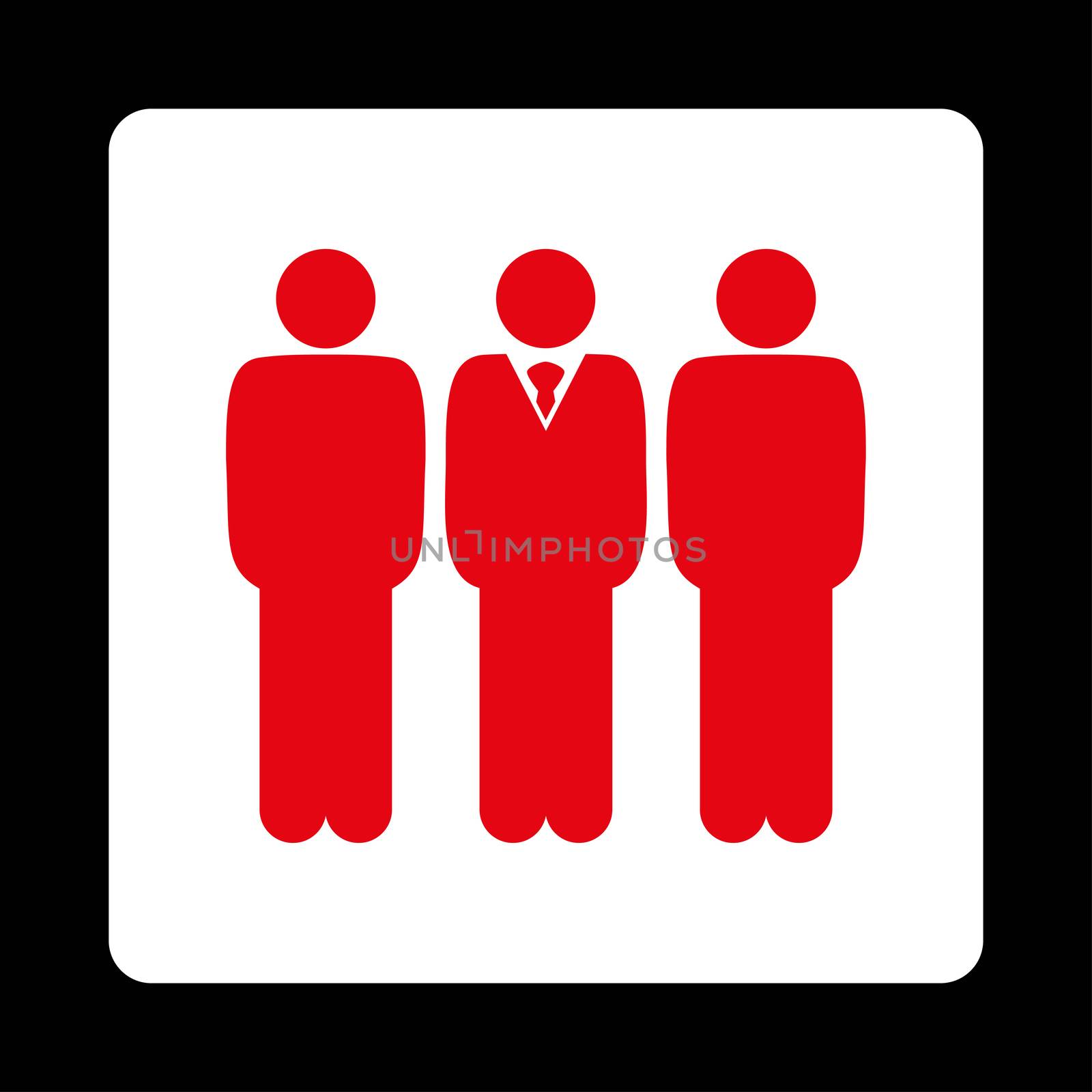 Management icon. This flat rounded square button uses red and white colors and isolated on a black background.