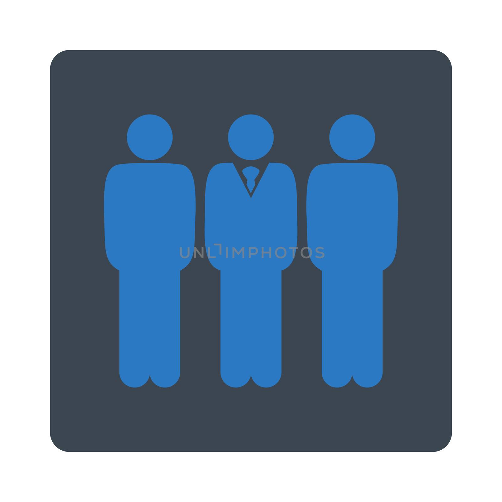 Management icon. This flat rounded square button uses smooth blue colors and isolated on a white background.