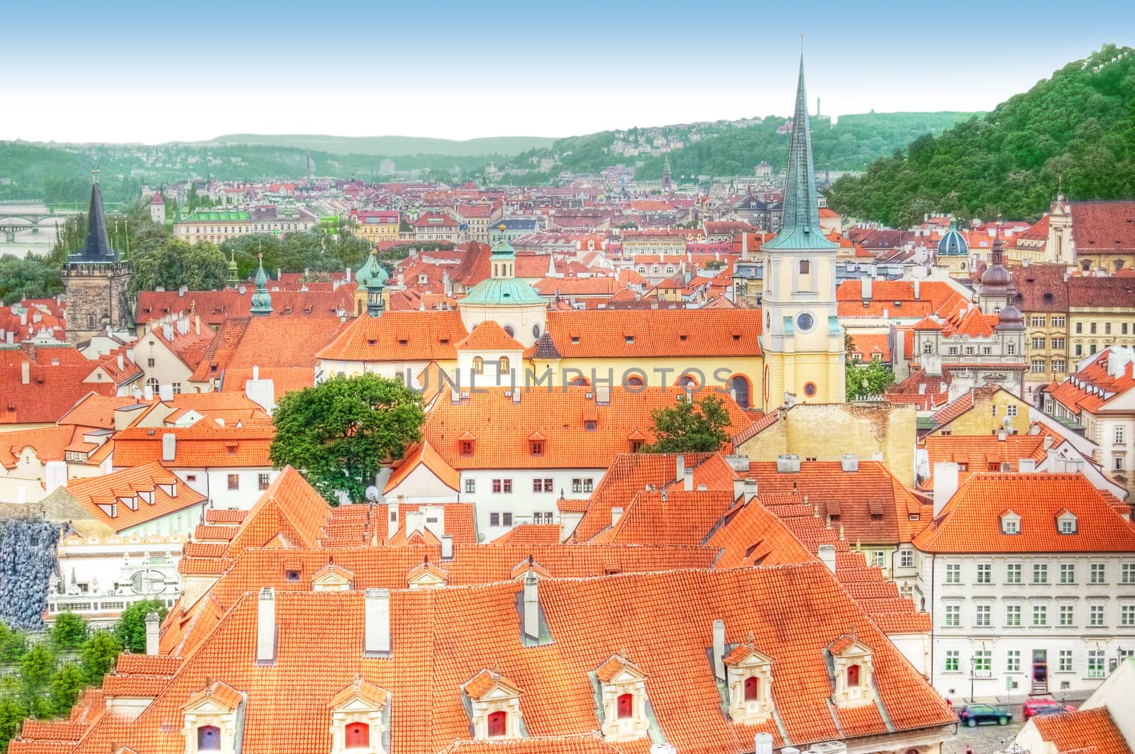 Panorama of Prague in Czech.