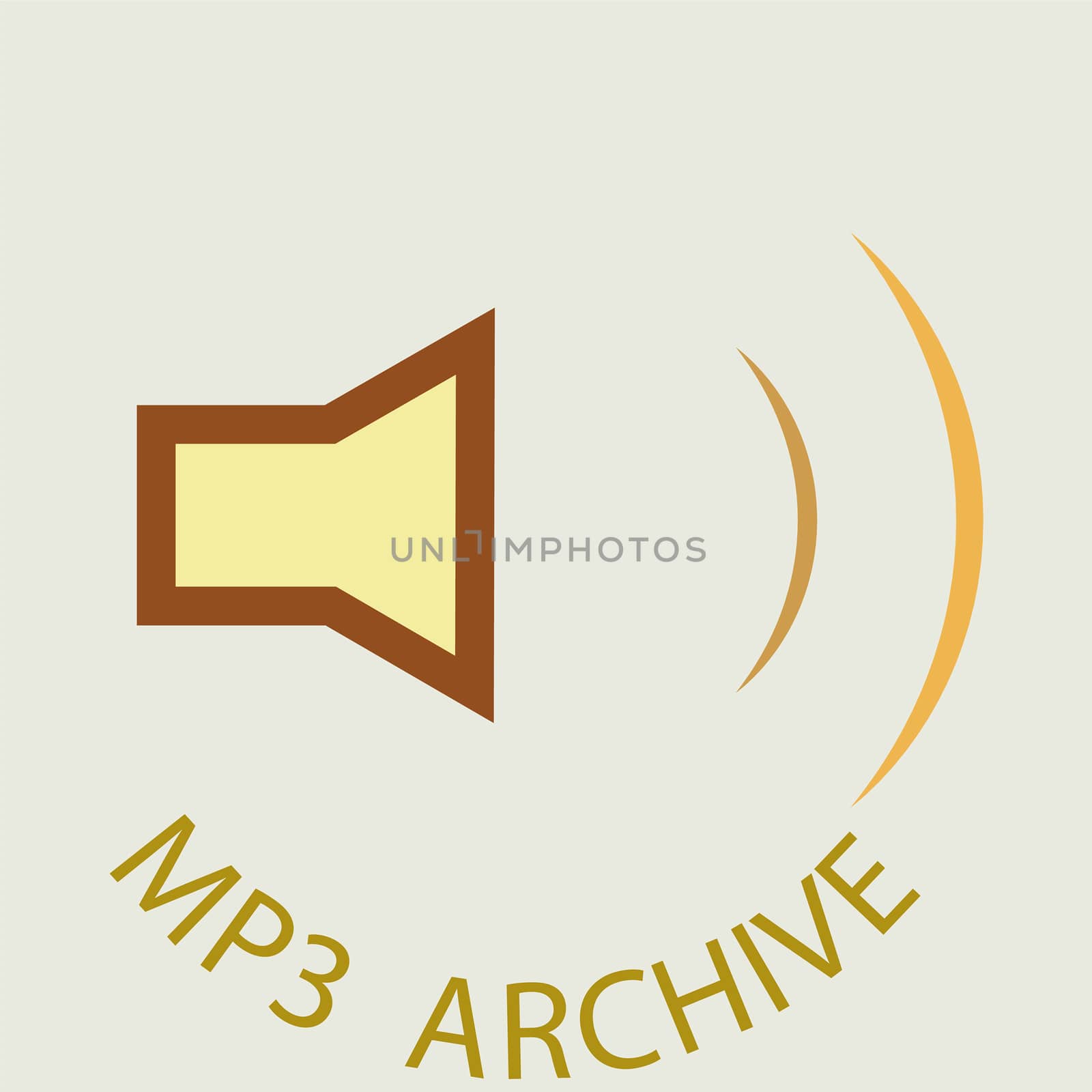MP3 Archive button for Web collection on light brown background
