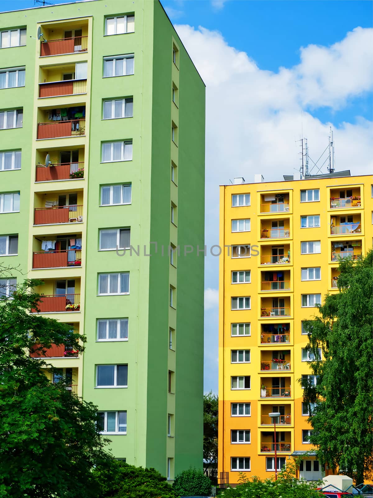 Apartment Building with colorful facade