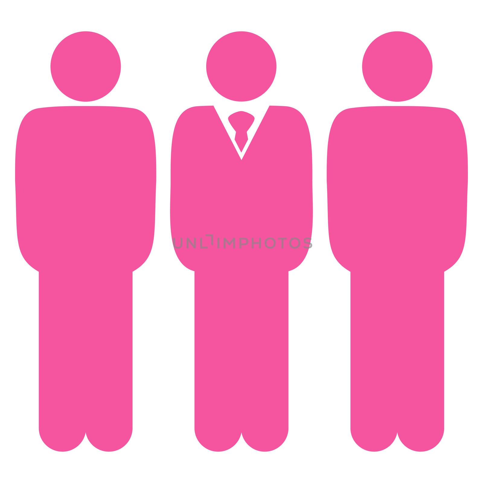 Management icon. This flat glyph symbol uses pink color, rounded angles, and isolated on a white background.