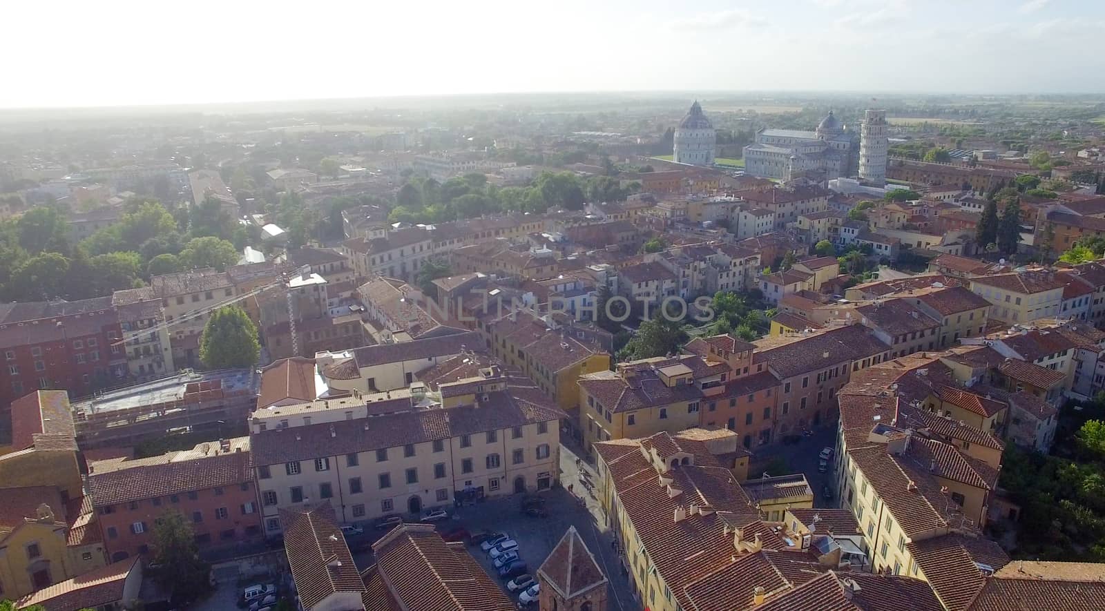 Pisa. Overhead view of city streets - Tuscany, Italy.