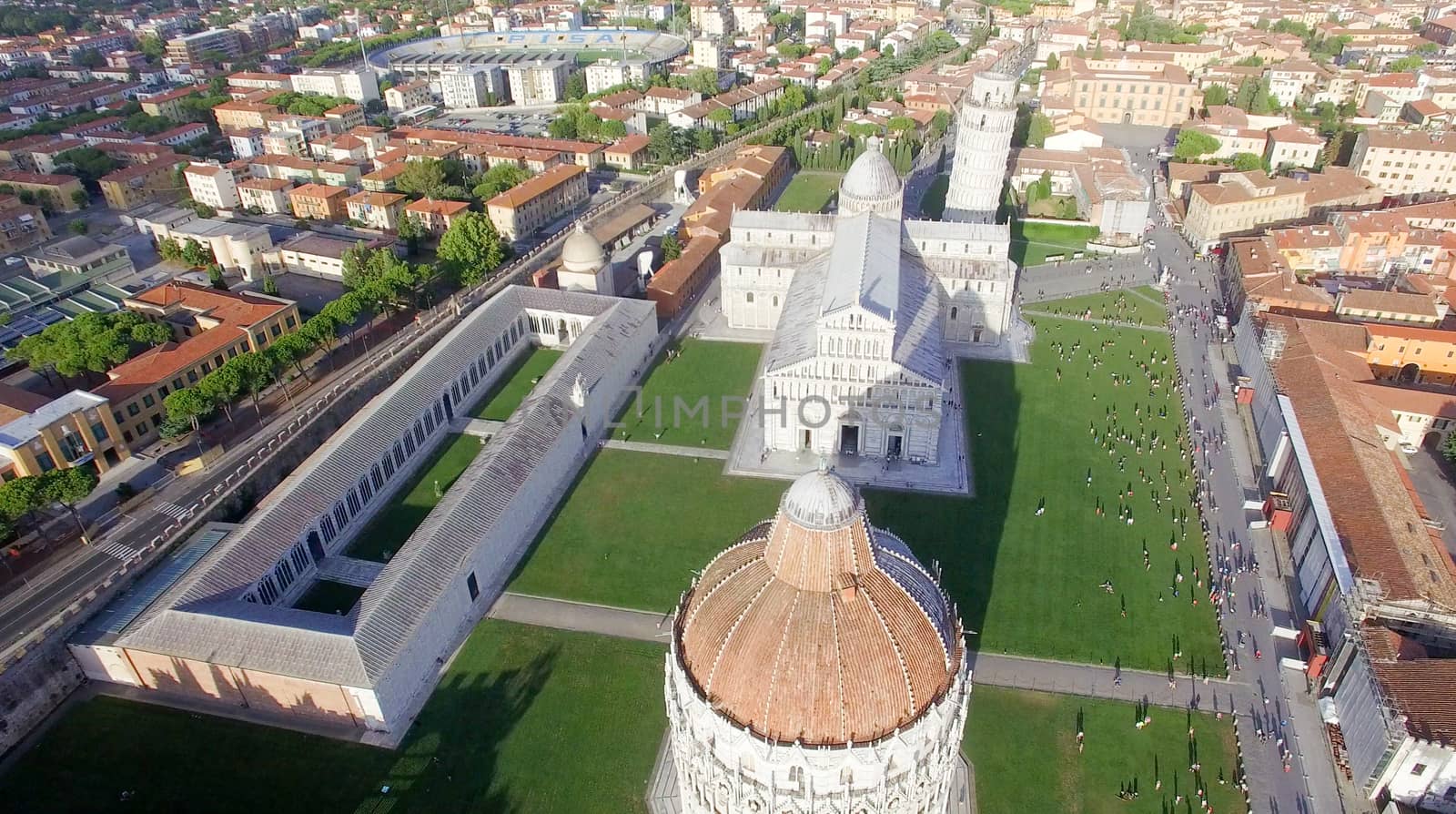 Square of Miracles, Pisa. Wonderful aerial view at summer sunset by jovannig