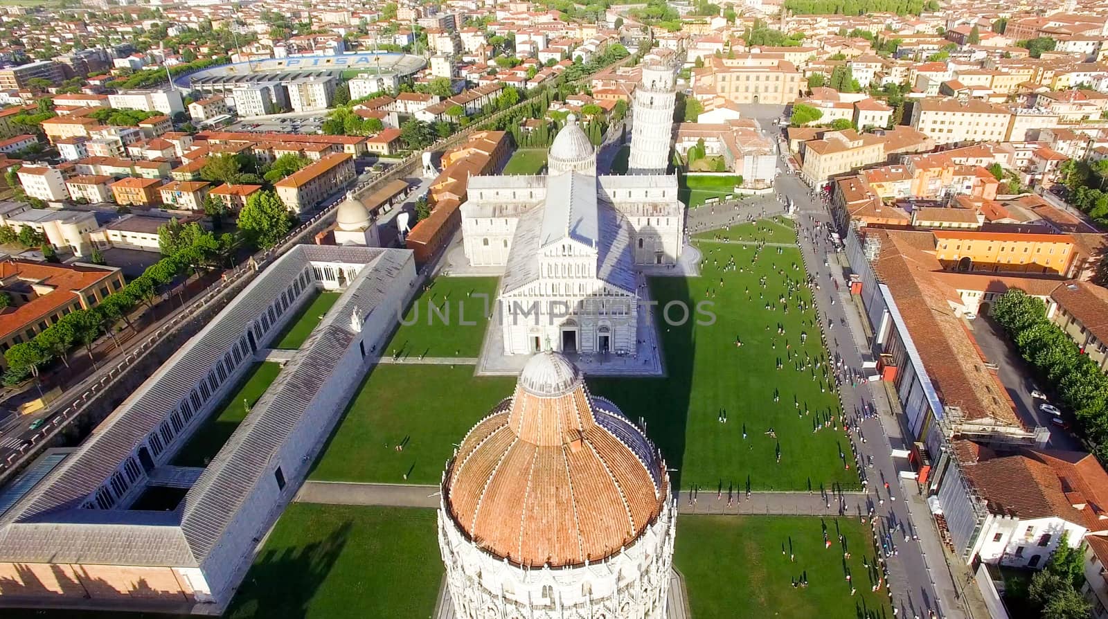 Square of Miracles, Pisa. Wonderful aerial view at summer sunset by jovannig